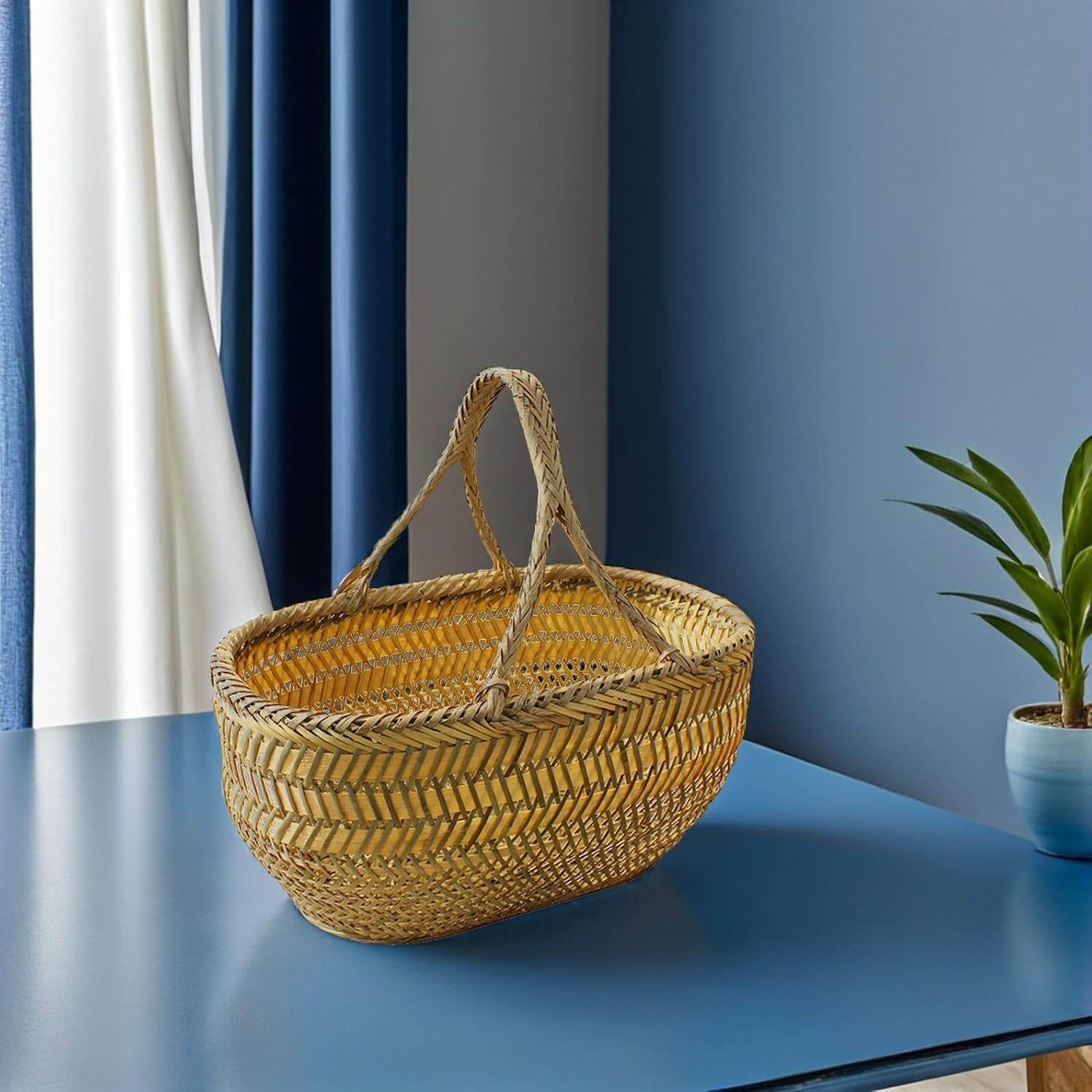 Home Vegetables Basket Weaving Basket for Shopping and Storage for Fruits and Snacks Random Color Design