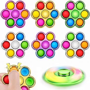 Fidget Spinner 6 Pack Pop,Fidget Spinners for Kids & Adults,Fidget Toys Adults Stress Relief,Sensory Toys for Kids with Autism ADHD Toys