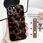 NITITOP Compatible with iPhone 16 Pro Max Case with Wrist Strap Cute Leopard Stylish Amber Tortoise Design for Women Girls Men Soft TPU Shockproof Full Camera Protective Cover - Brown2