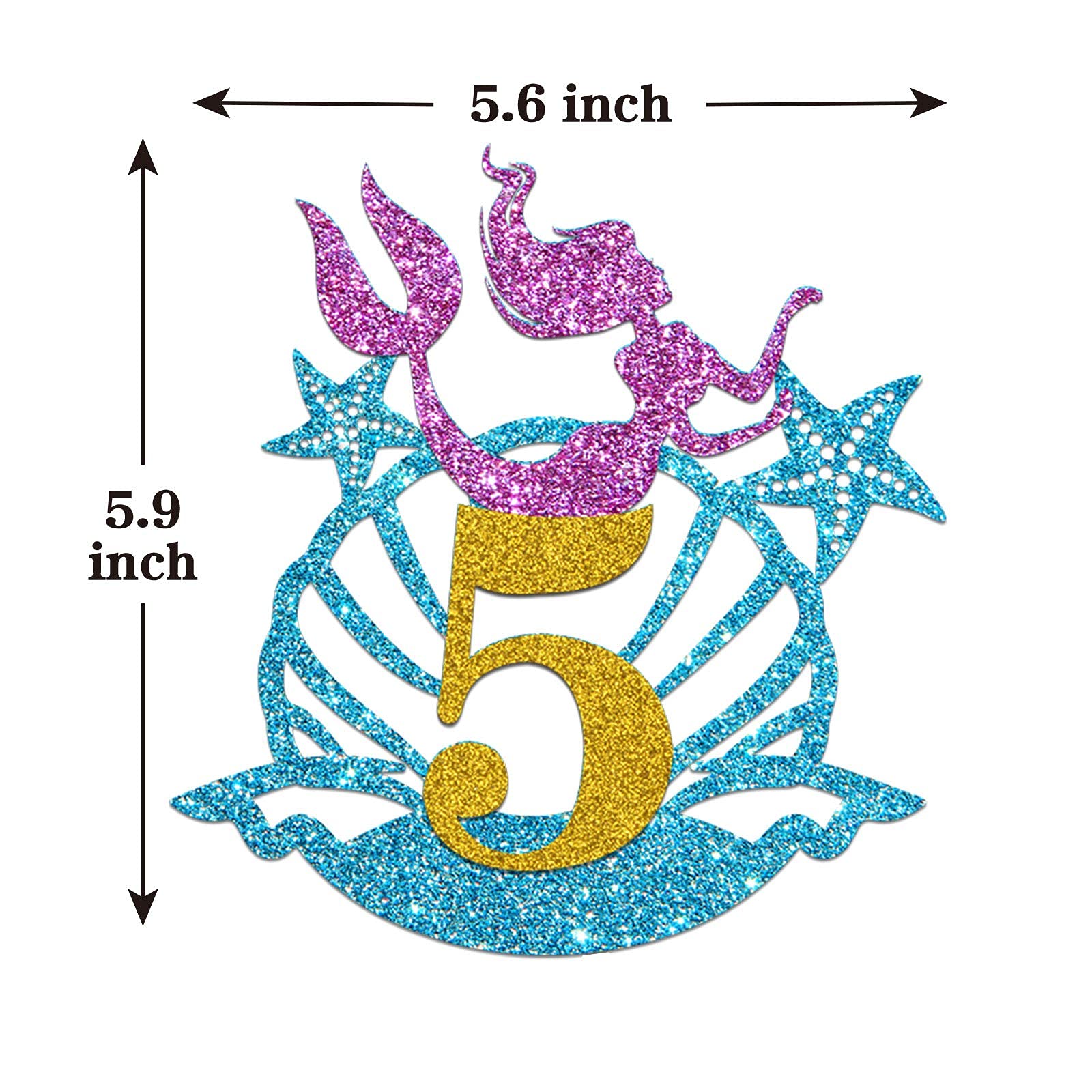 WeBenison Mermaid 5th Birthday Cake Topper - Under The Sea Theme With Octopus & Number 5 - View #10
