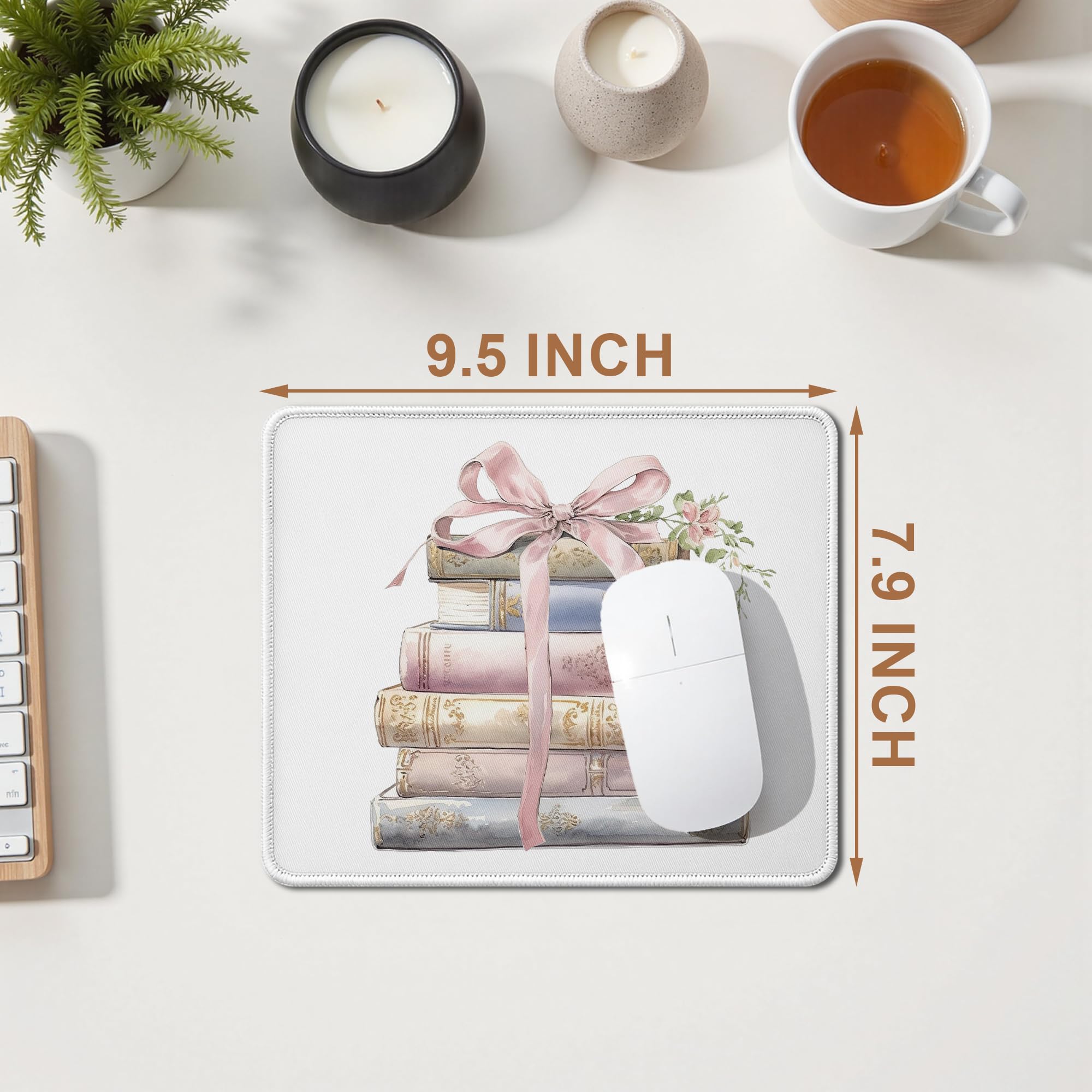 Podkładka pod mysz w stylu vintage, kwiatowa książkowa kokarda, dziewczęca różowa książkowa prezenty podkładka pod mysz do domowego biura, biurka, akcesoria do laptopa, prezenty dla miłośników