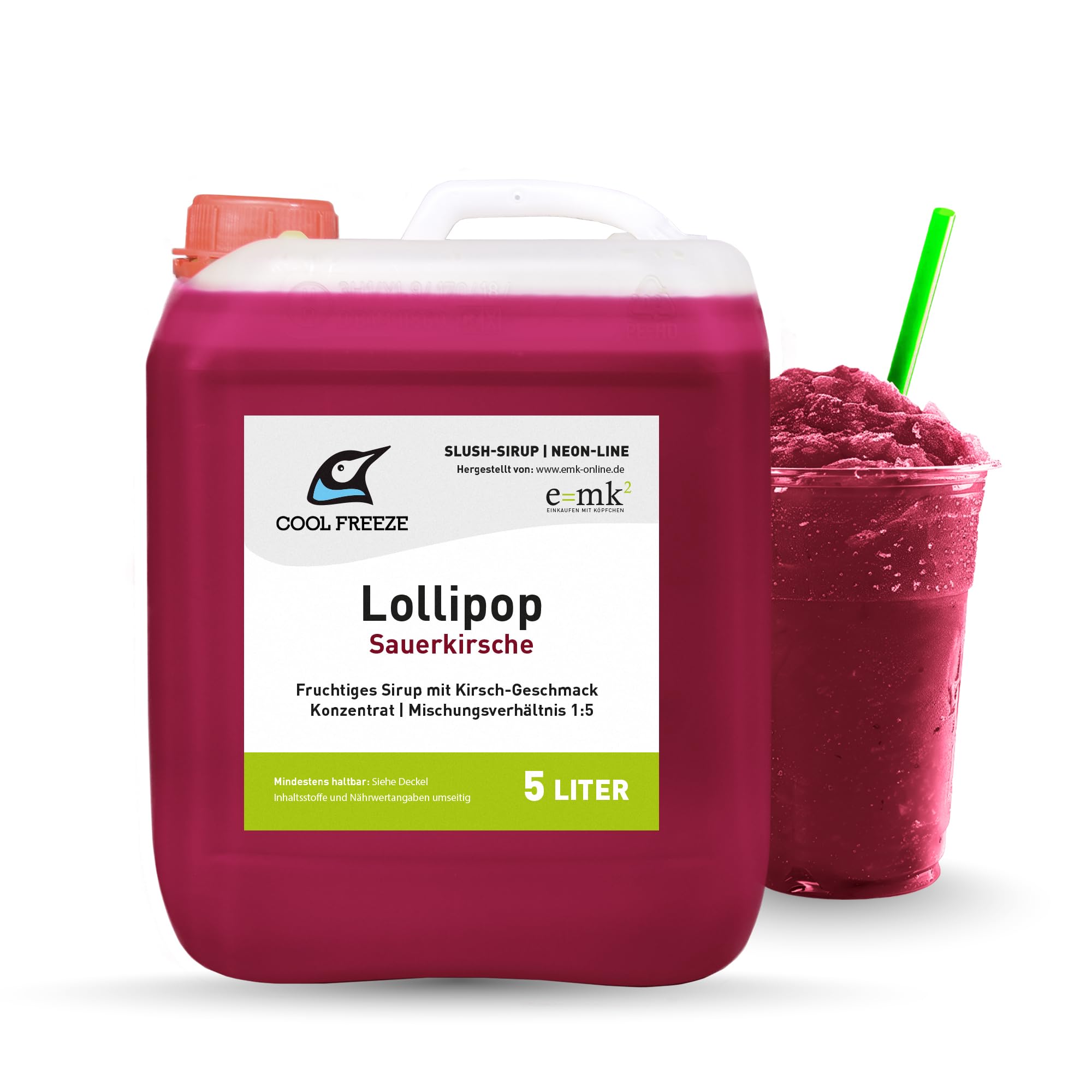 Jarabe helado Slush - Concentrado 1:5 - Bidón de 5 litros - Libre de glicerina - Adecuado para máquina de granito Ninja - Calidad superior directamente del fabricante