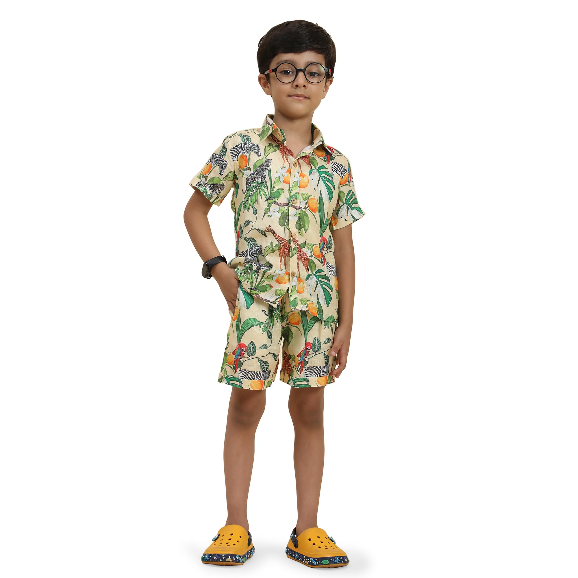 FUNNY BONES CLOTHINGSBoys Co-Ord Set | Linen Co-Ord Set | Resort wear for Boys | Tops & Shorts for Boys | Fun Vacation wear