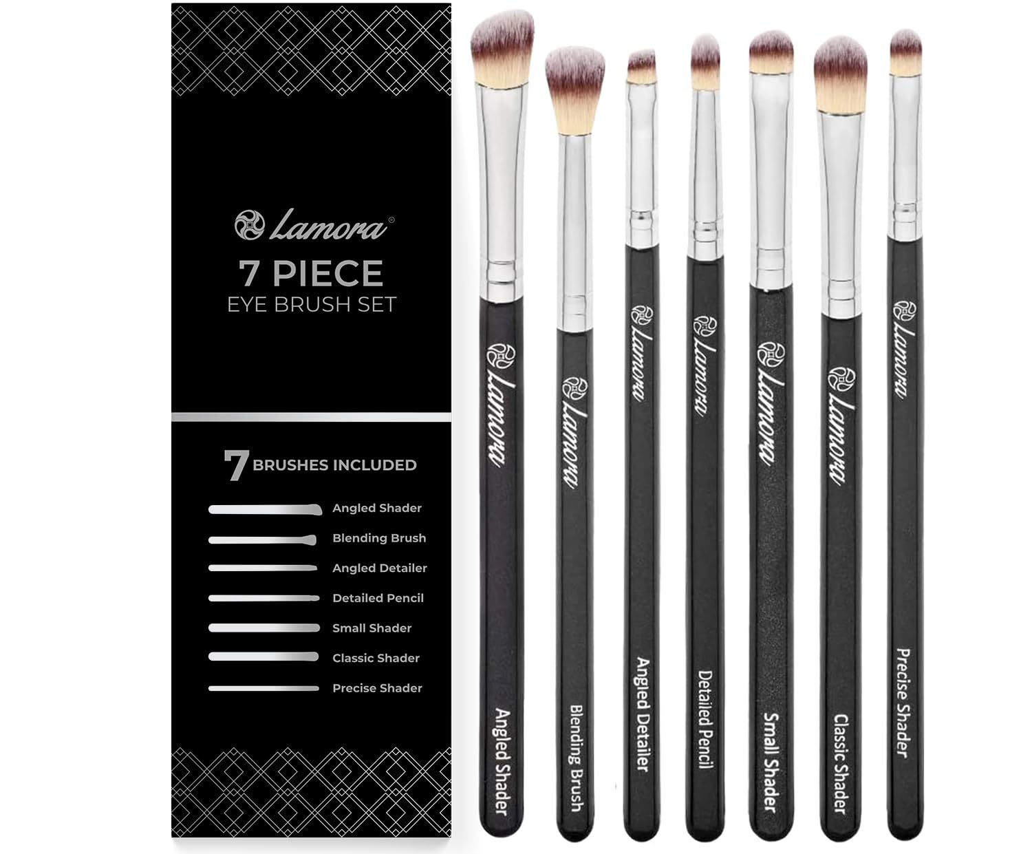 Eye Makeup Brushes Eyeshadow Brush Set - 7pcs Soft Synthetic Brush Kit - For Blending Eyeshadow, Eyeliner, Crease, Eyebrow - Long Lasting, Apply Better, Flawless Look Makeup