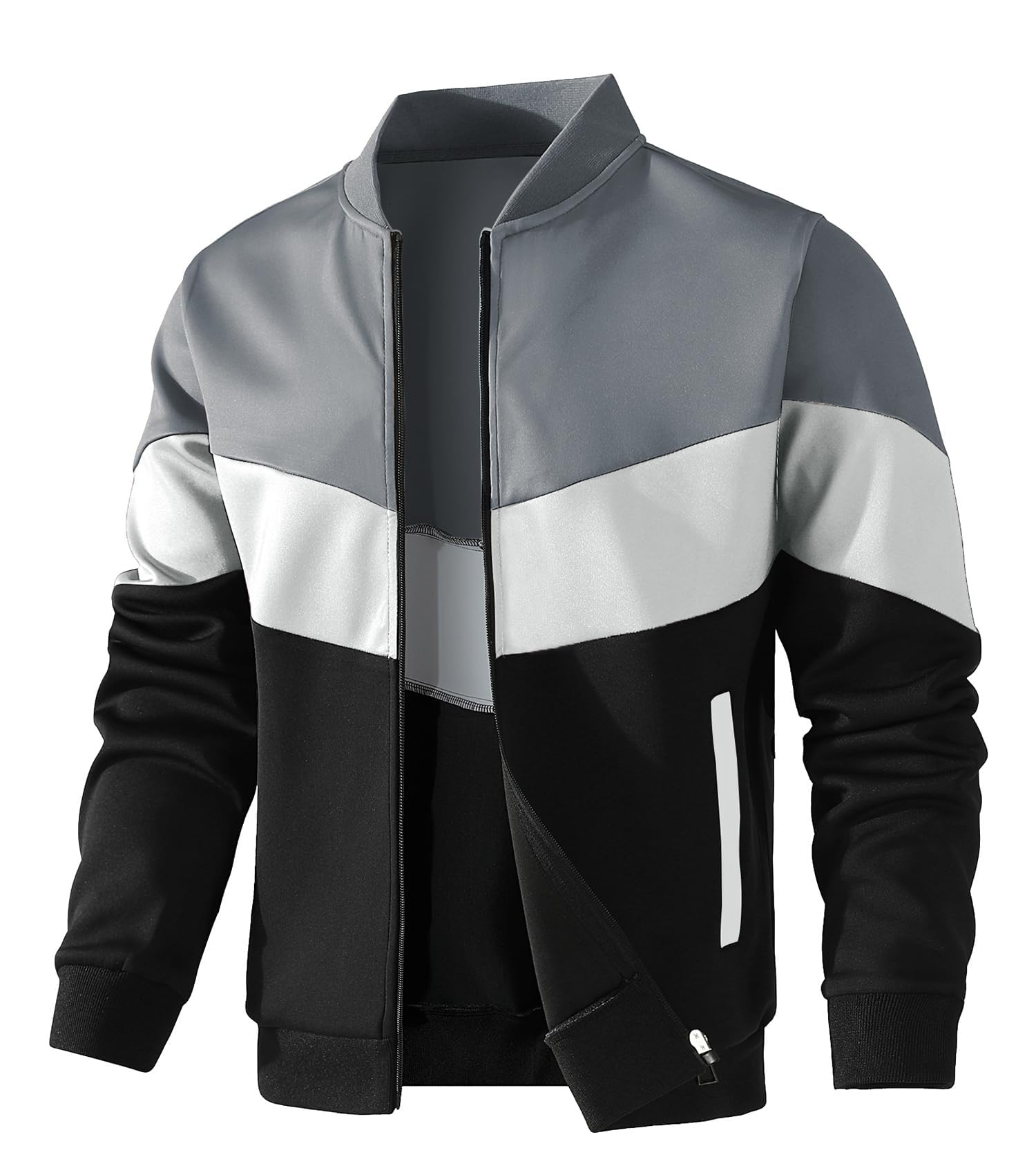 HYPESTFIT Lichte jas voor heren, casual bomberjack, kleurblok, varsity mantel, 3XL HYPESTFIT Lichte jas voor heren, casual bomberjack, kleurblok, varsity mantel, 3XL
