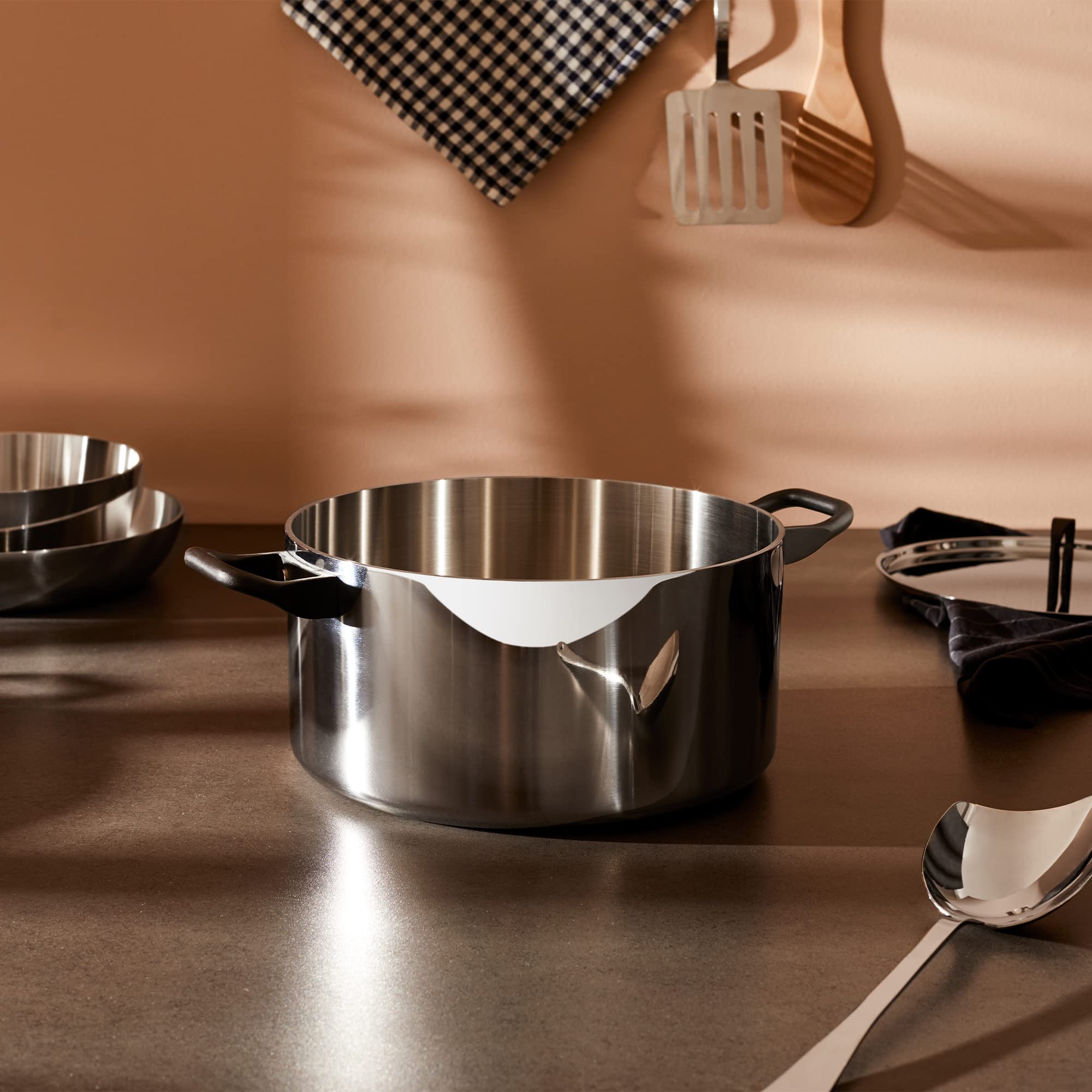 Alessi 90101/20 T La Cintura di Orione Casseruola, in Trilamina/AISI 430, Alluminio, Acciaio Inossidabile 18/10, 20 cm