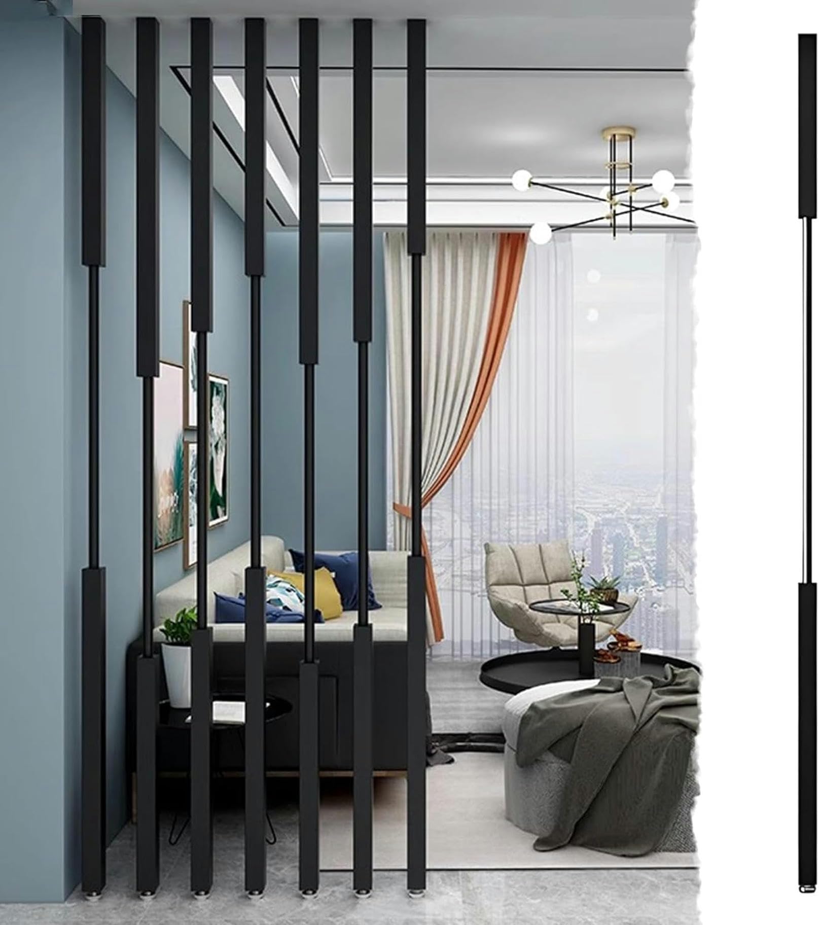 Cloison de séparation de pièce noire – Design creux pour bureaux sans perçage 45–295 cm Séparateur d'espace polyvalent Entrée moderne