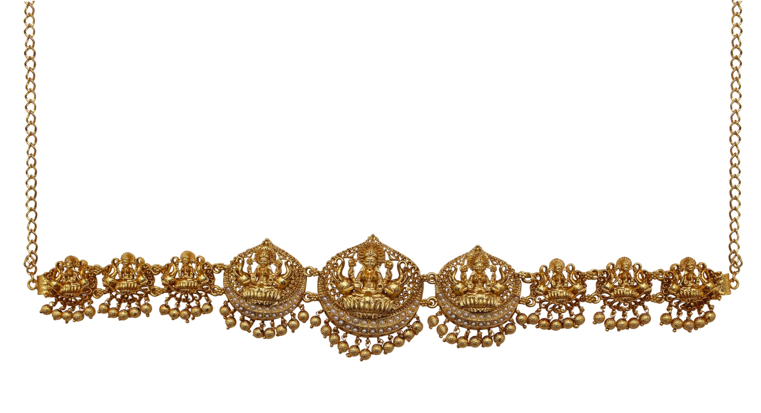 Nagneshi Art Gold Plated Fascinating Temple Goddess Lakshmi Waist Belt | Tagdi | Ethnic Bridal Kamarbandh | Kamarpatta | Kamarbandh Belt for Wedding | Gifting for Karwachauth (B0CWY6Z796) Amazon Price History, Amazon Price Tracker
