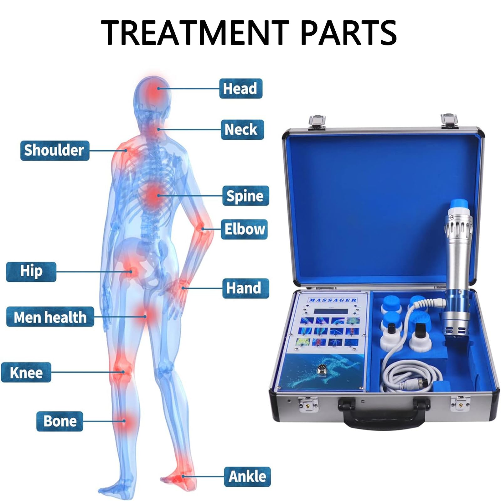 Dispositivo per Terapia Ad Onde D'Urto Elettromagnetiche Extracorporee 7 Teste per Disfunzione Erettile E Trattamento ED E Alleviare Il Dolore