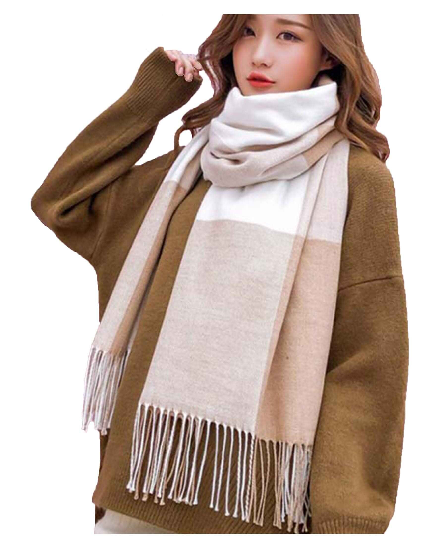 Wander Agio Women's Fashion Scarves Long Shawl Winter Thick Warm Knit Large Plaid ScarfPlaid