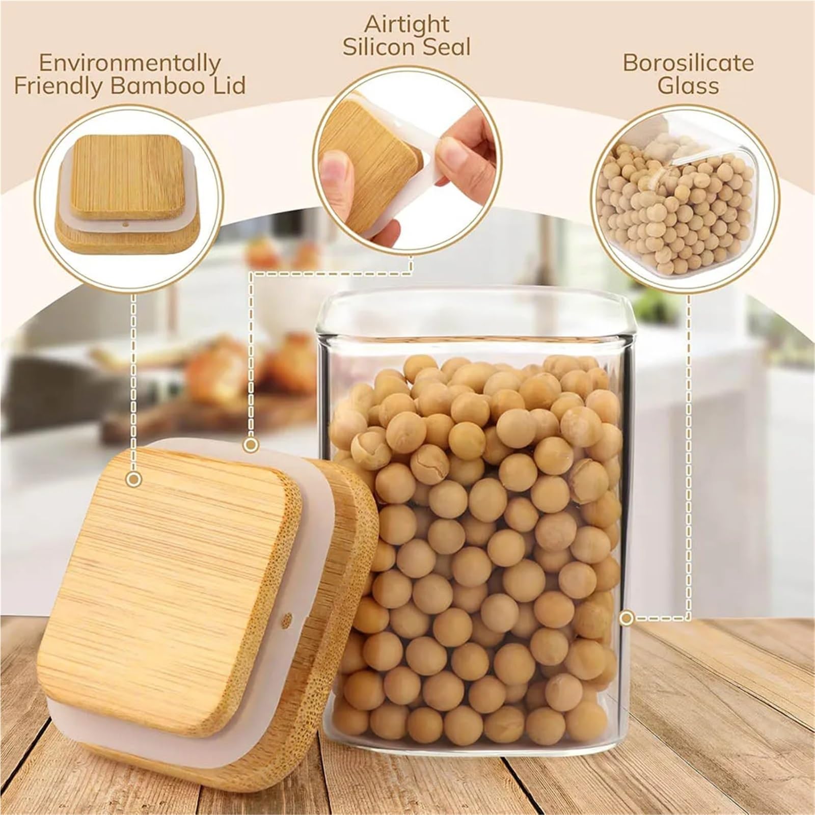 vorratsgläser 250 ml Glas mit luftdichten Deckeln – durchsichtige Vorratsbehälter, kleines quadratisches Kanister-Set for Küchengewürze(8Pcs Set)