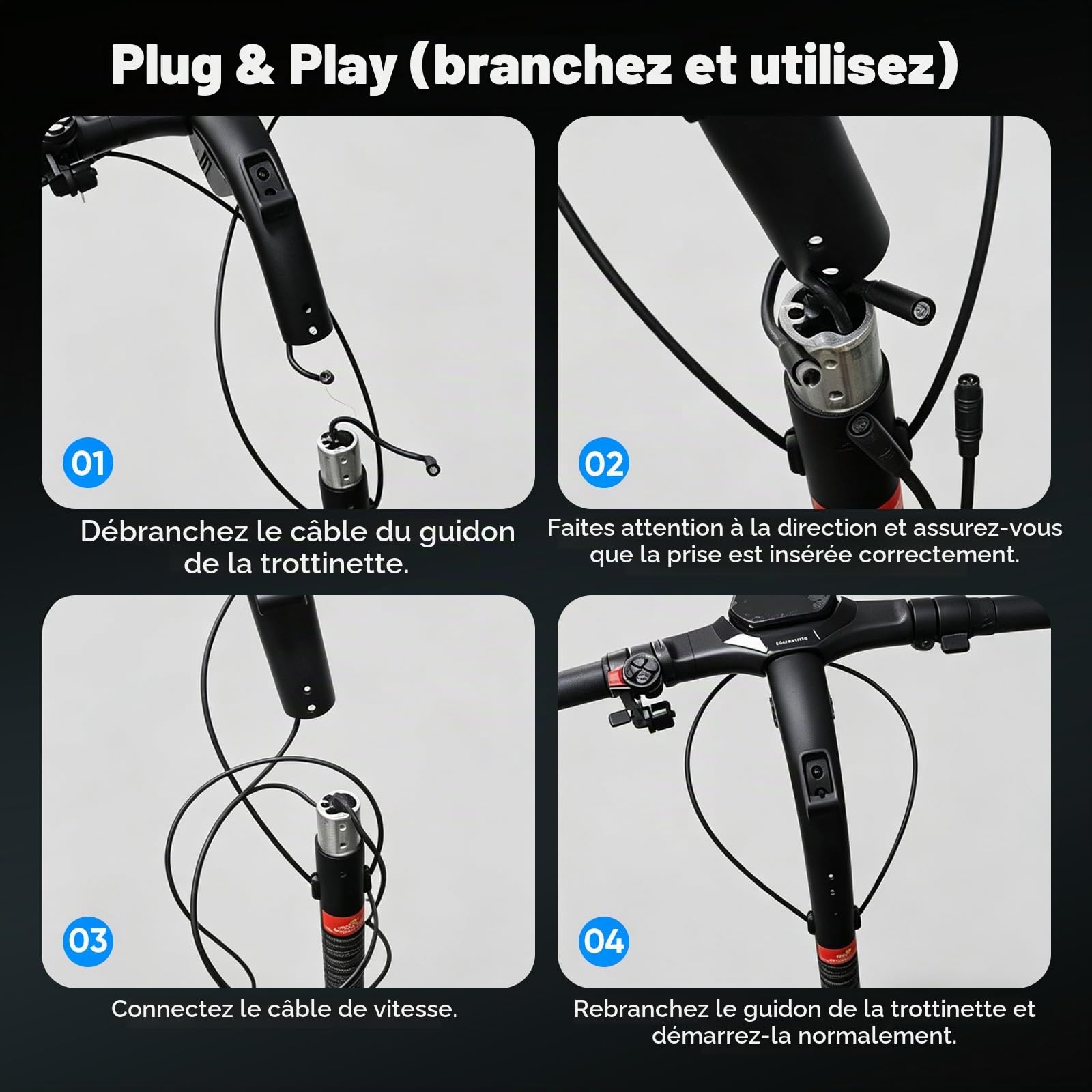 Puce De Réglage, Câble Déverrouillage pour Trottinette électrique Segway Ninebot ZT3 Pro D Amélioration La Vitesse Jusqu'à 40 Km/H La Vitesse sans Charge Bouton Déverrouillage Rapide