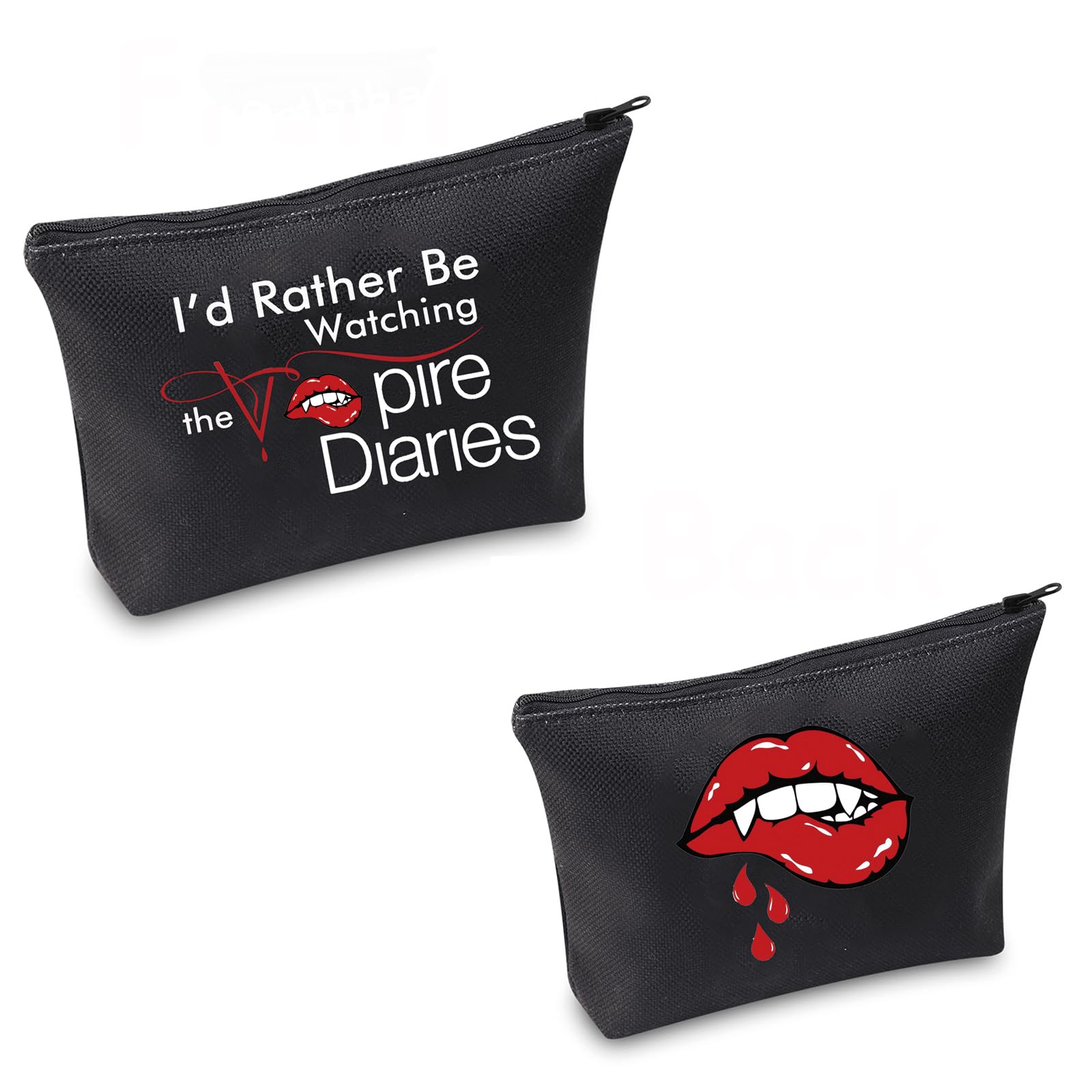 TSOTMO TV Show Inspired Gift I'd Rather Be Watching TV Show Makeup Bag Vampire Fandom Gift (Vamp Bag)