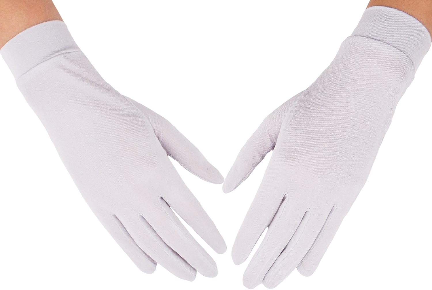 Women's 100% Pure Mulberry Silk Gloves Liner Glove Inner Ski Bike Cycle Gloves – for Driving, Fashion, Sun and Cold Protection (White)