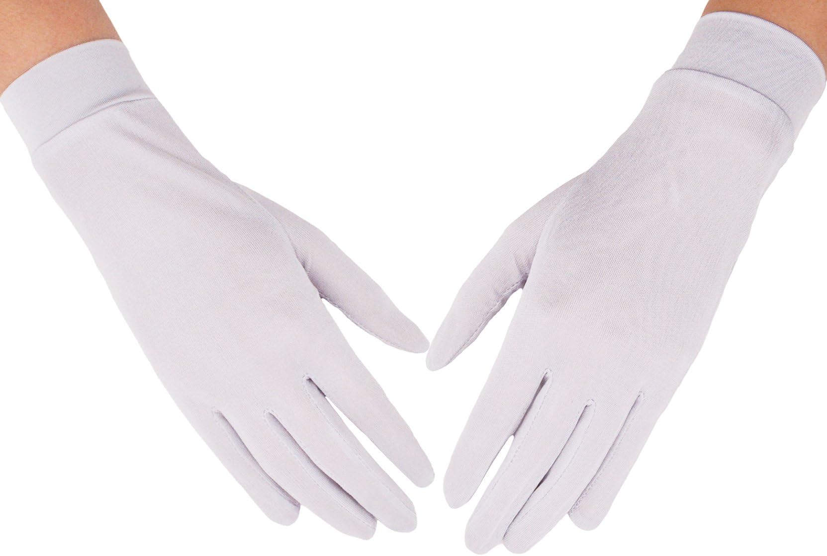 Women's 100% Pure Mulberry Silk Gloves Liner Glove Inner Ski Bike Cycle Gloves – for Driving, Fashion, Sun and Cold Protection (White)