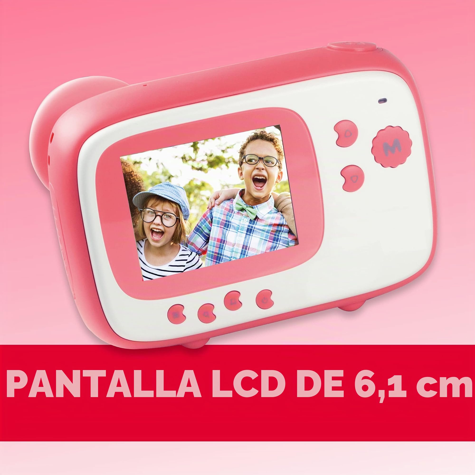 AGFA Photo Pack Realikids Instant CAM + 3 Rollos de Papel térmico ATP3WH adicionales, cámara instantánea Infantil, Pantalla LCD de 2,4 Pulgadas, batería de Litio, Espejo Selfie y Filtro de Fotos Rosa