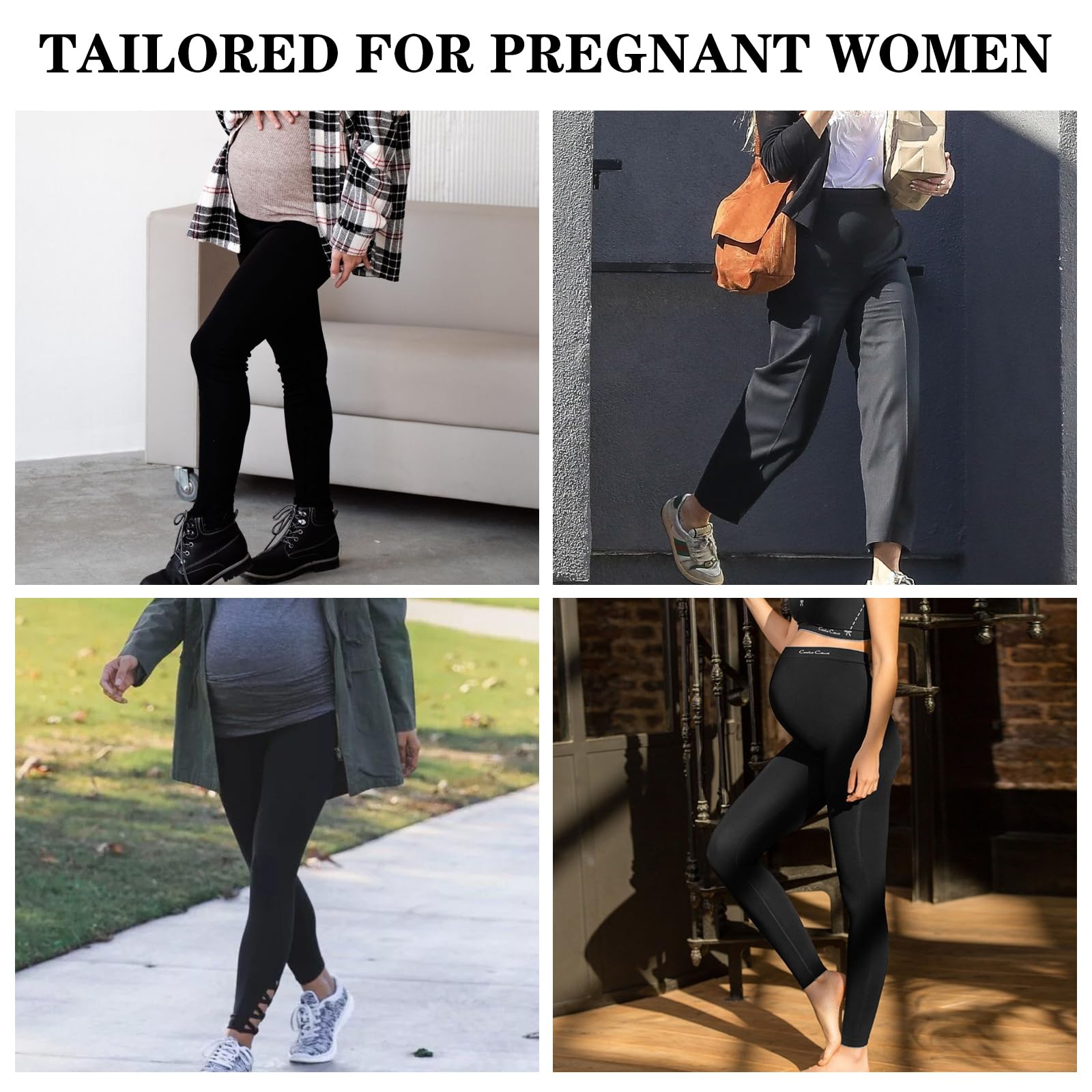 Risipu Pantalon de maternité taille haute doux et extensible pour femme - Pantalon de grossesse confortable avec poches