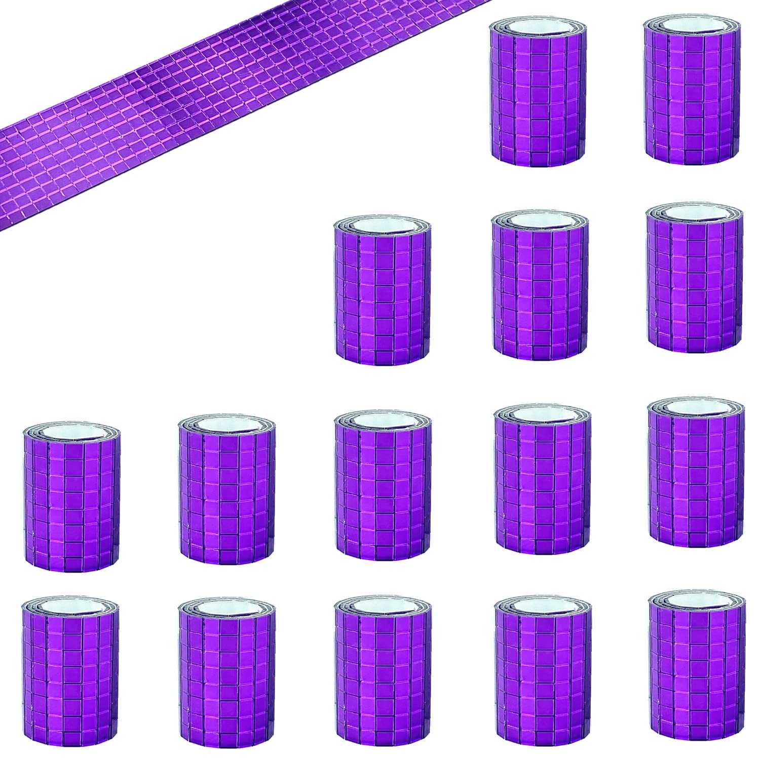 Mesoar Purple 7200Pcs Mirrors Mosaic Tiles Disco Ball Mirror Tiles Self-Adhesive Real Square Glass Mirror Diy Tiles For Craft Diy,Silver Rose Gold,15 Sheets (Purple)
