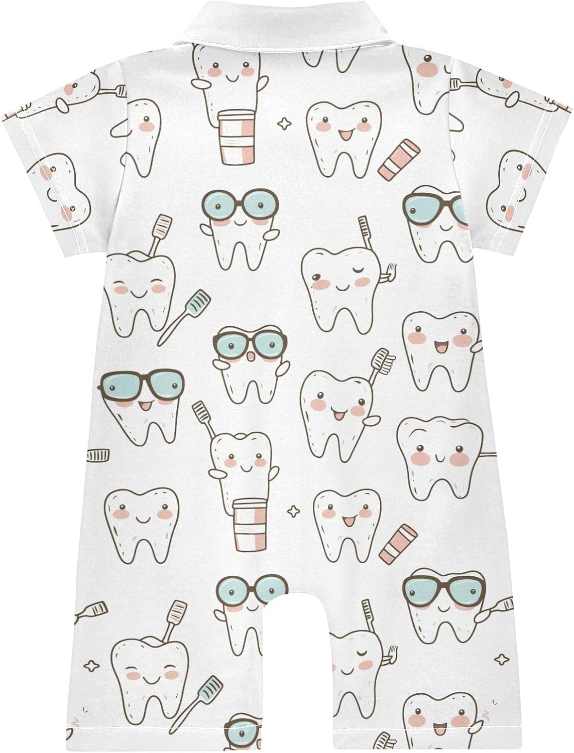 vvfelixl Kawaii Tooth Baby Boy Polo Clothes,Short Sleeve Baby Bodysuit,Collared Polo Romper for 0-24 Months
