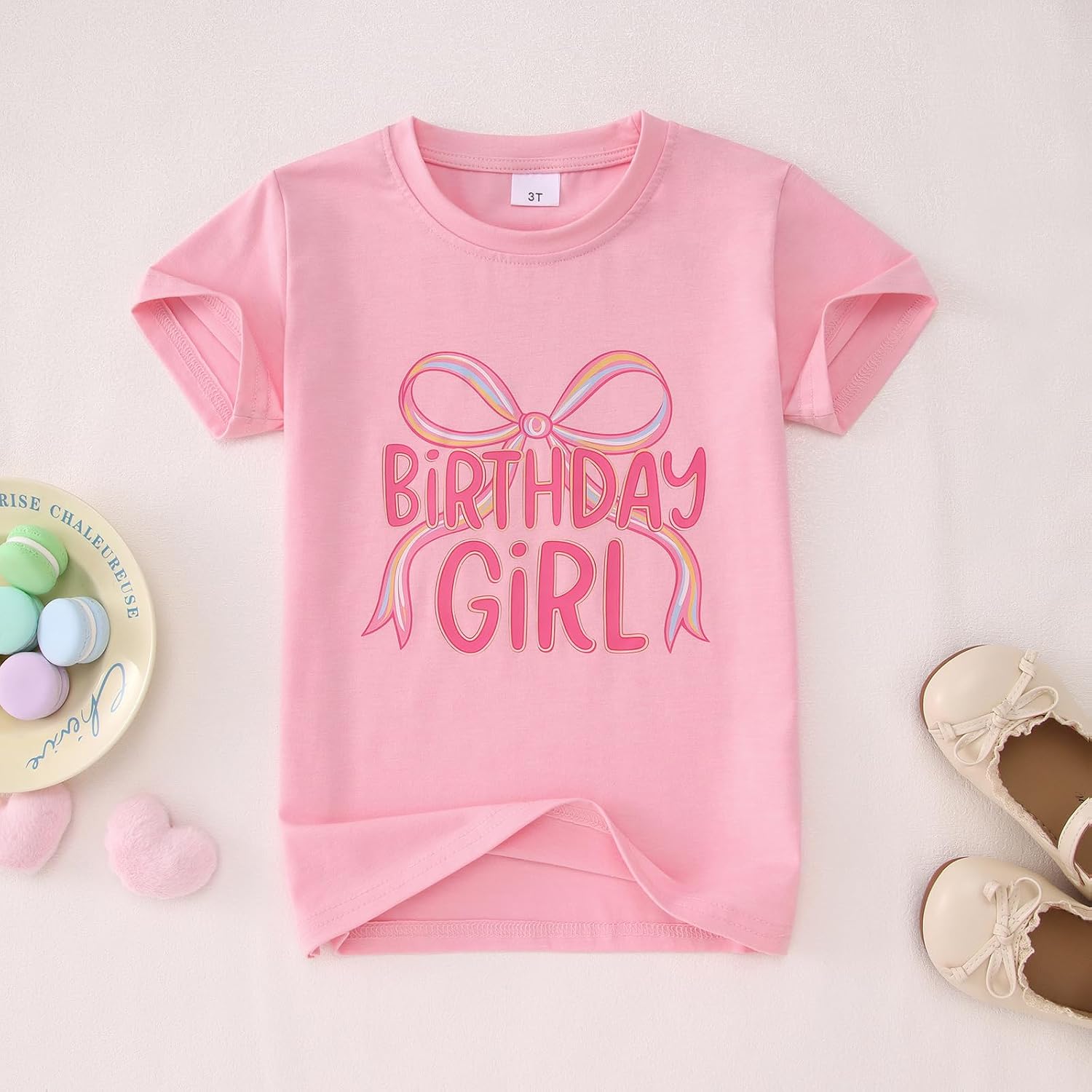 BOUTIKOME Bow Birthday Girl Shirt Toddler Girl Birthday Tshirt 1st 2nd 3rd 4th 5th 6th 7th 8th 9th Kid Bday Party Gift Outfit