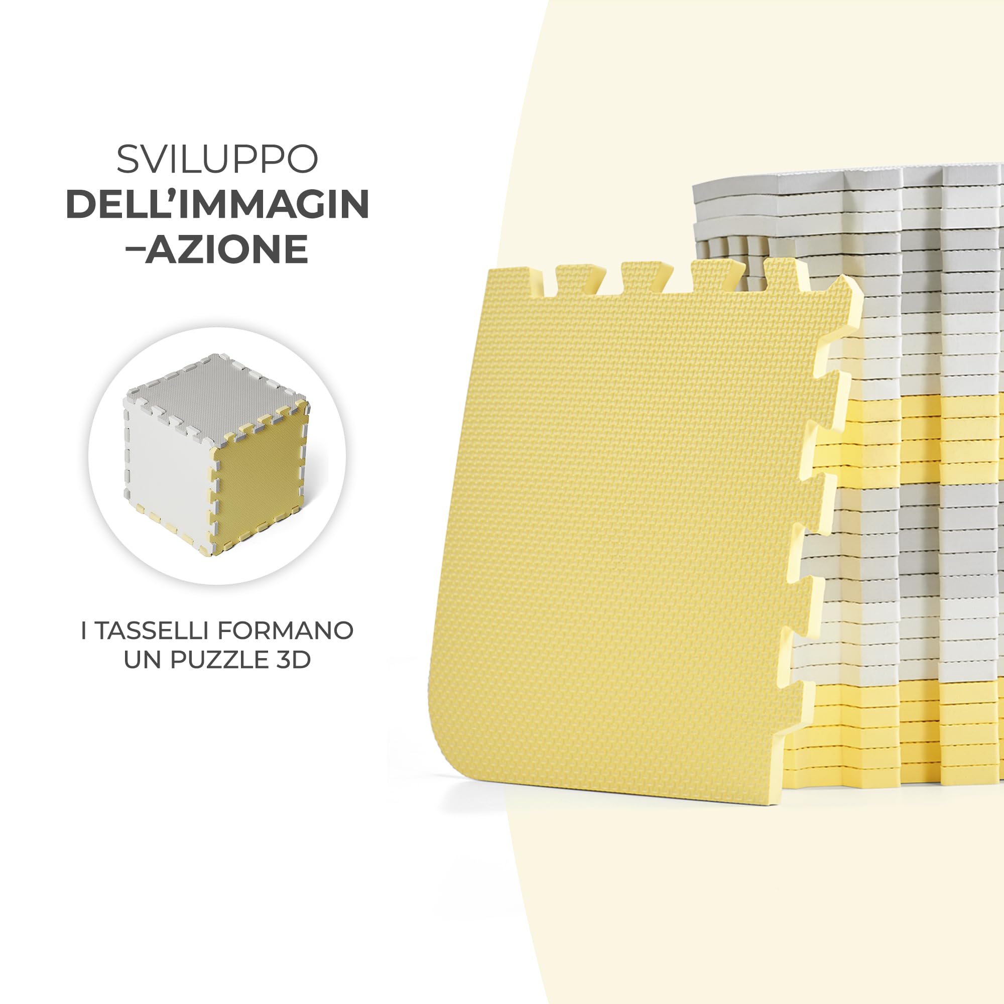 Kinderkraft Palestrina Interattiva LUNO, Puzzle, include 30 pezzi, Morbido Tappetino, Educativo, di Schiuma, per Bambini da Neonati, Giallo