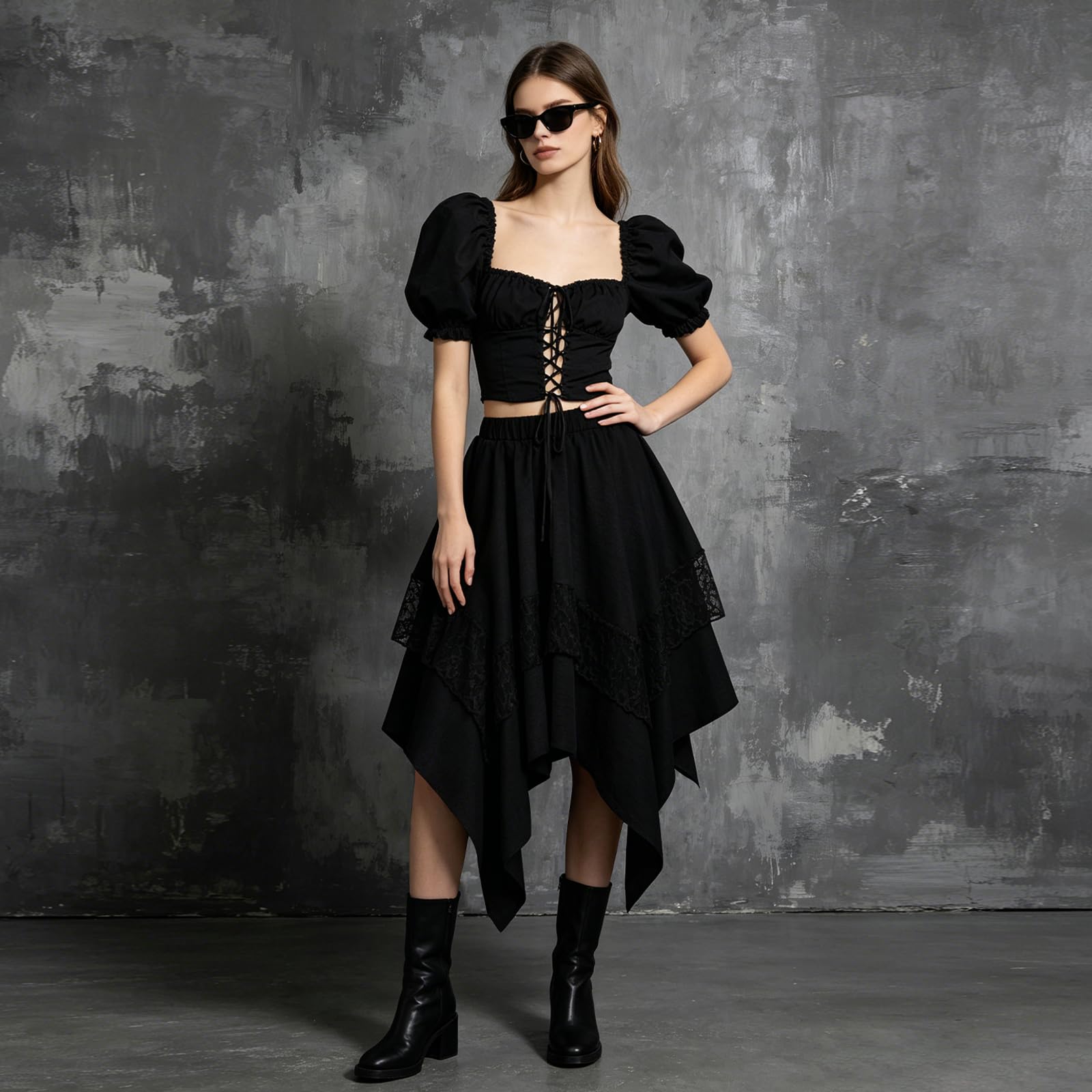Gonna Gotica Medievale Steampunk da Donna,Asimmetrica (S/M/L/XL)