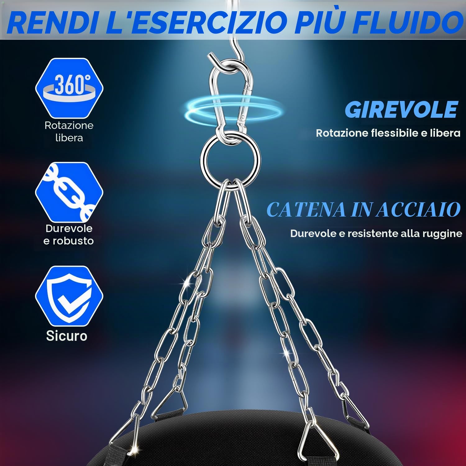 Sacco da Boxe per Adulti, Adolescenti e Bambini, 120 cm Tessuto Oxford, con Gancio a Soffitto, Catena, Bende, Parapolsi per MMA, Karate, Kickboxing, Boxe Home-Gym (Non Imbottito)