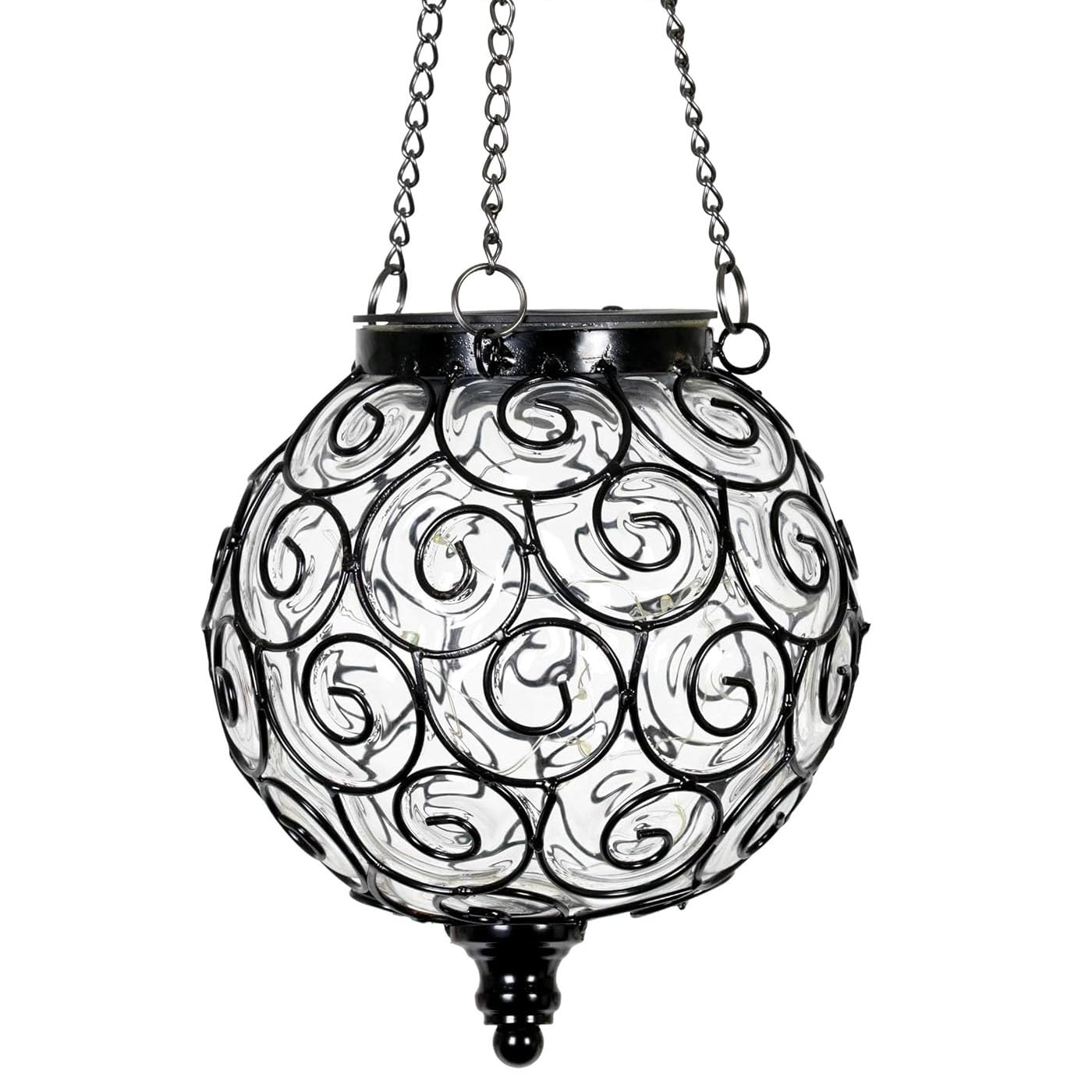 Taylor & Brown Solar Hanging Lantern - Decorative Handblown Plastic Round Hanging Lantern Light with 12 LED Lights for Outdoor, Garden, Patio, Yard, Pathway (White)