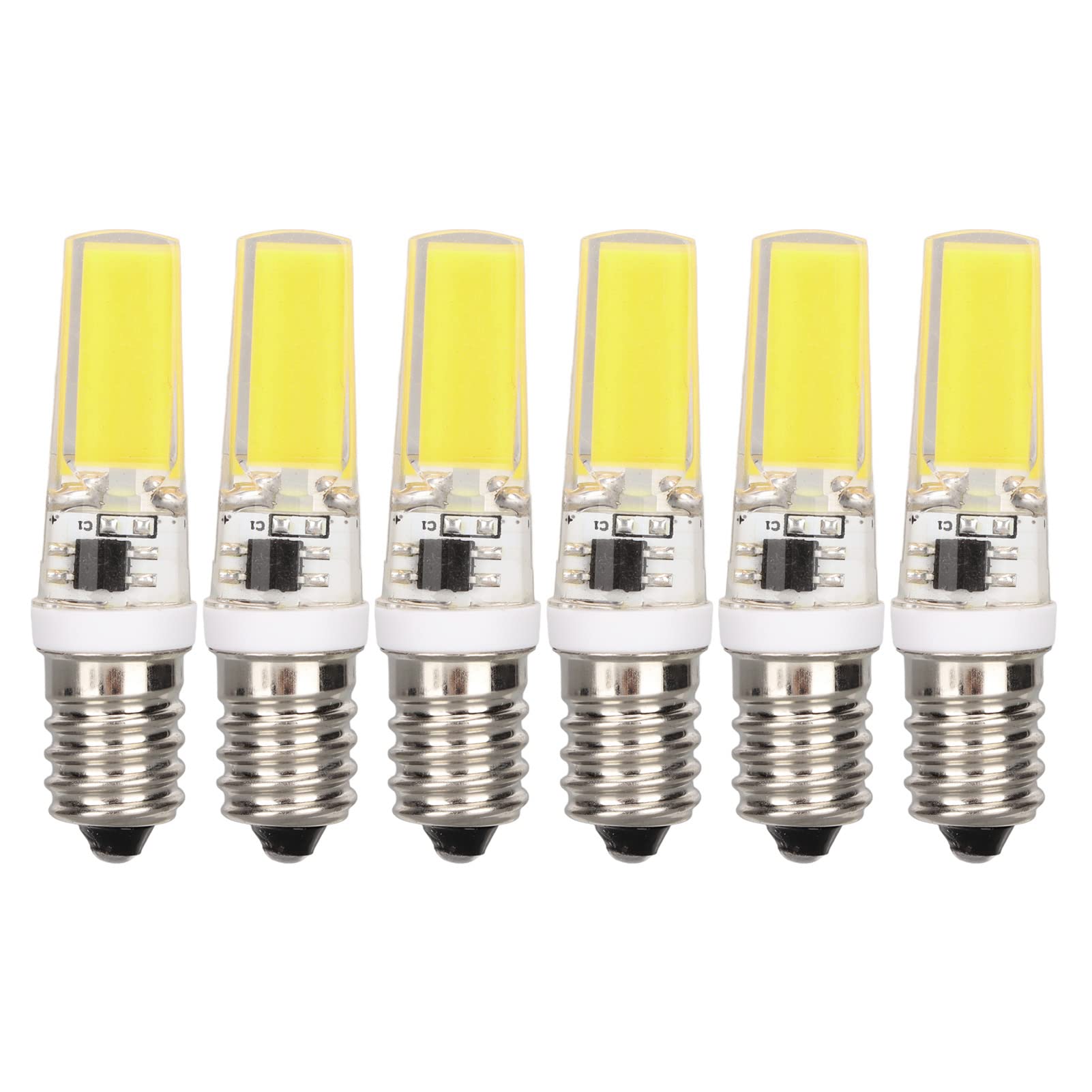 EXCLUZO 6PCS E14 COB Lamp Bulb Mini 360 Degree Lighting Heat Sinking Silicone Anti Glare for Chandelier Ceiling Light E14 Dimmable Bulb Screw COB Bulb(#1)