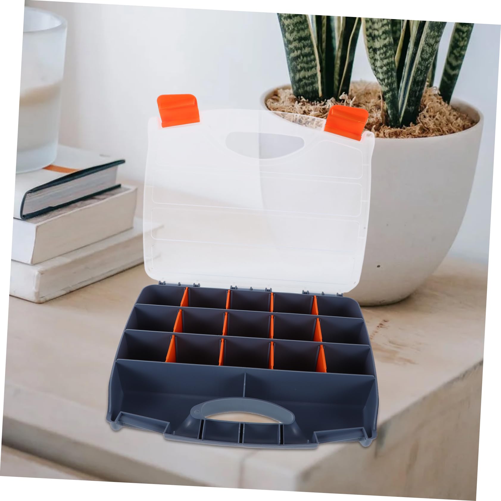 Uonlytech Valigetta Portautensili Trasparente Organizer Scomparti per e Chiodi Scatola Multifunzionale per Cosmetici e Cancelleria
