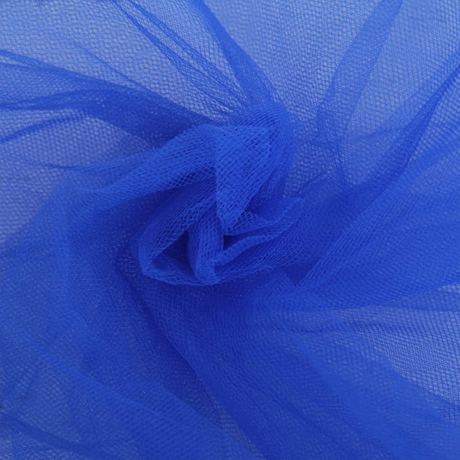 Multi Purpose Solid Nylon Soft Net Combination Fabric - for Wedding, Parties, Costumes, and Decoration (16.4 x 4 Feet, Royal Blue)