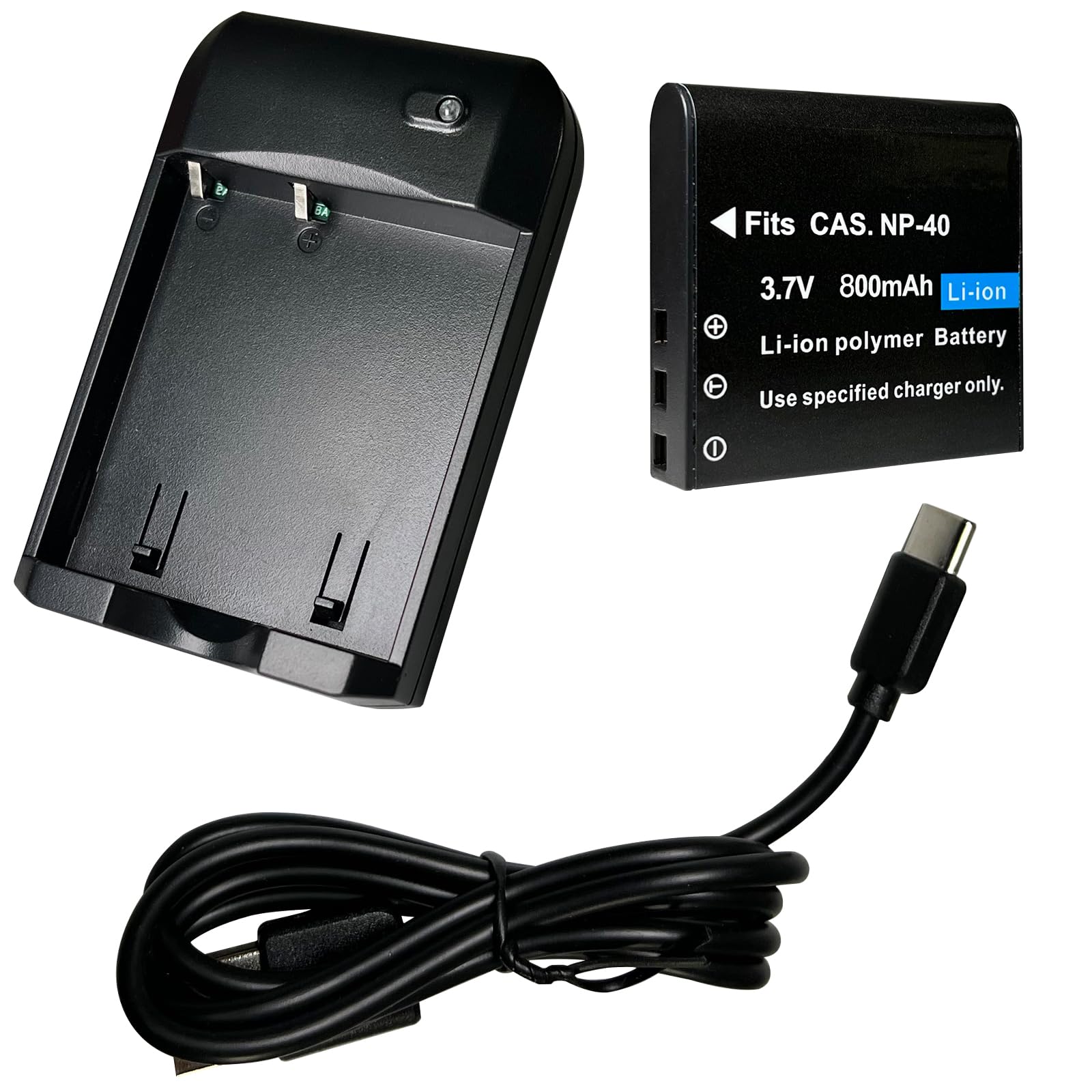 Chargeur NP-40 + 2 Batteries 800 MAh 3,7 V Avec LED + Câble USB – Kit Complet Pour Appareil Photo/Caméscope