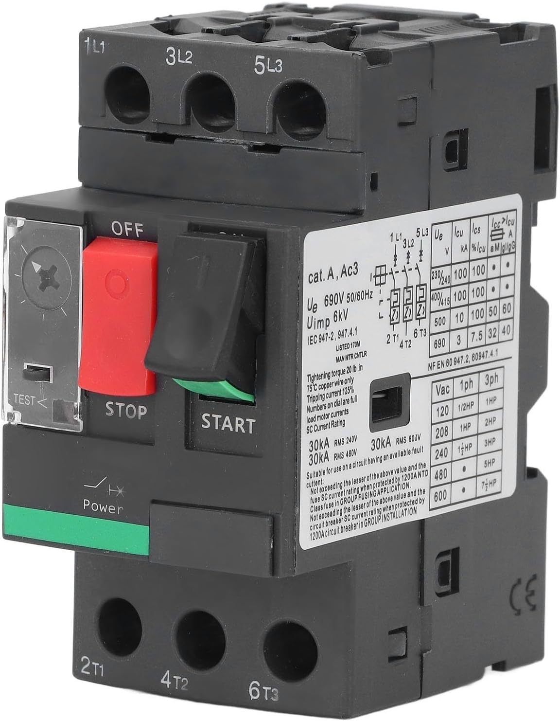 Motor Circuit Breaker AC690V 2.5‑4A Motor Starter Protector and Accurate Thermal Magnetic Trip for Electrical Application