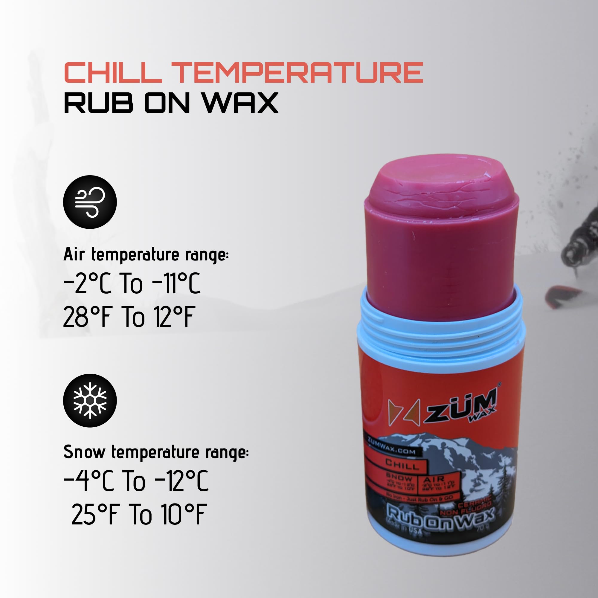 Zumwax Ski- / Snowboard-Wachs aus Keramik, kein Fluoro, zum Aufreiben