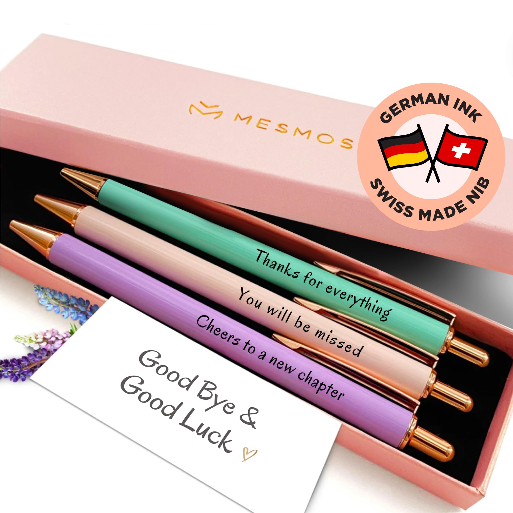 MESMOS 3pk Fancy Pens, Retirement Gift for Women, Farewell Gifts for Coworkers, Cool Happy Retirement for Teacher, Goodbye for Coworkers Women, Going Away Gifts for Friends
