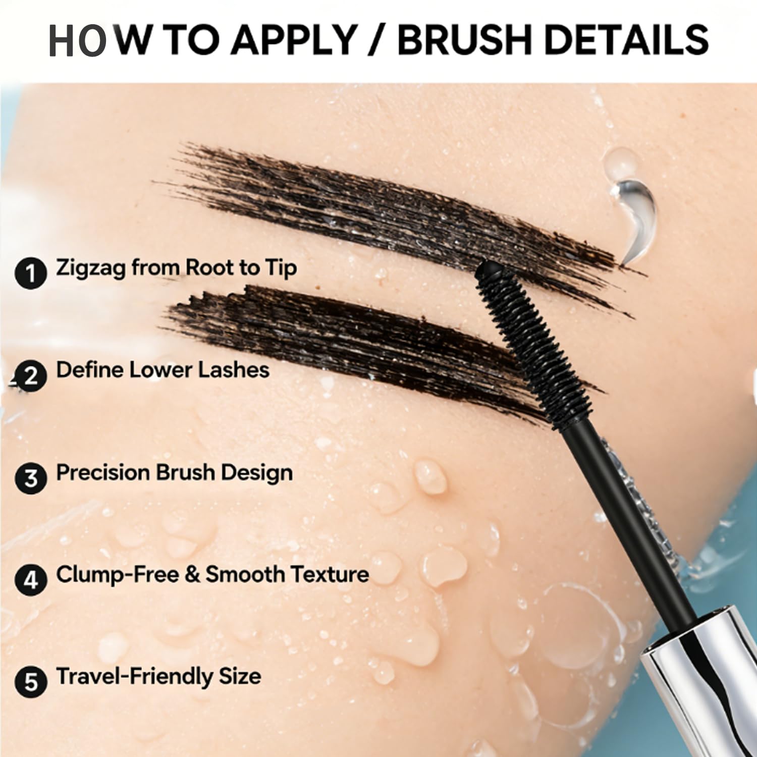 Felvaris Waterproof Fibre Mascara,Felvaris Mascara, Tubular Eyelash Primer,Hydrofix Fiber Mascara, Waterprooflong Curling Mascara, Natural and Non-smudged (Black) — view 5