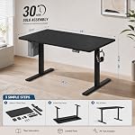 Grandder 55x32 Large Electric Standing Desk, Height Adjustable Computer Desk with 2 Memory Presets, 31.5" Deep Desktop Sit Stand Desk Home Office Desk Workstation Table with Hooks, Black