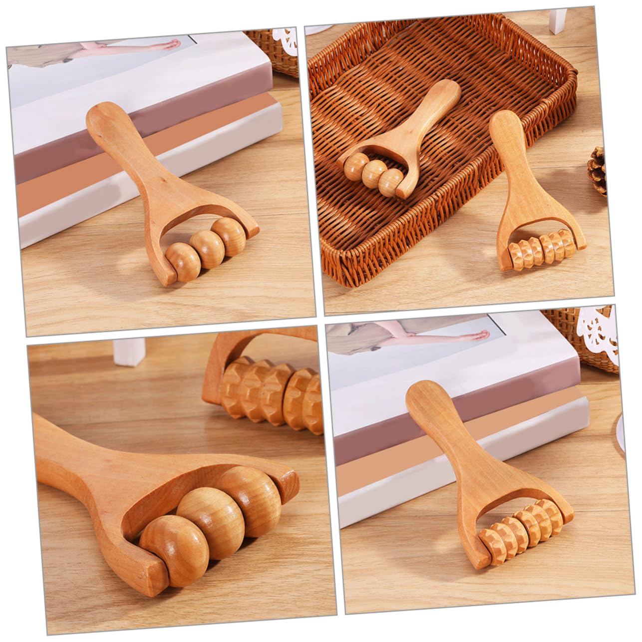 BESTYASH 5 Sätze Massage Roller Aus Holz Teiliges Massagegerät Für Beine Nacken Und Handroller Fußroller Fördert Die Durchblutung Lindert Muskelverspannungen Und Schmerzen Für 2 Stücke * 5