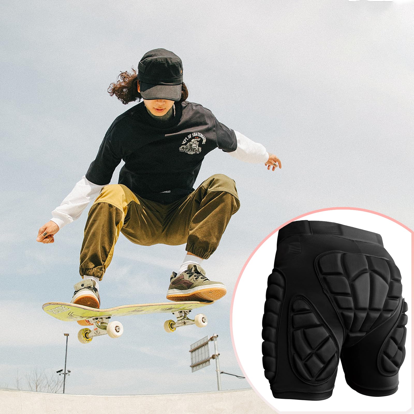 Protezione 3D Hip Butt EVA Imbottito Pantaloni Corti Protezione Gear Guard Impact Pad Sci Pattinaggio su ghiaccio Snowboard Nero