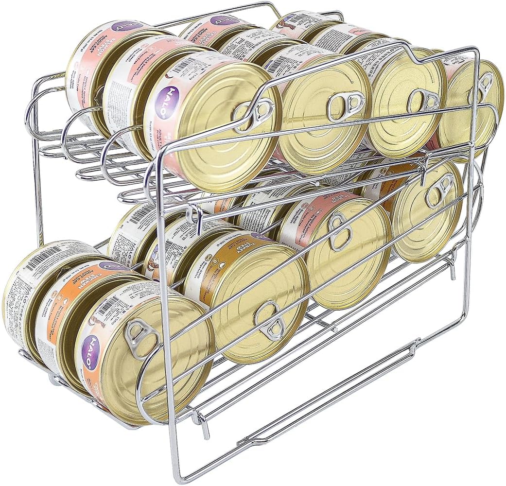 Cat Food Organizer - Wet Cat Food Rack for 3oz or 5.5oz Cans (24 Cans Capacity)