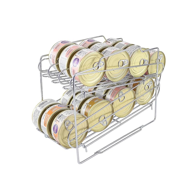 Organizador de Latas de Ração Úmida para Gatos WIWIWISAM, Rack Metálico Ajustável para Latas de 85 g ou 156 g, Capacidade para 24 Latas