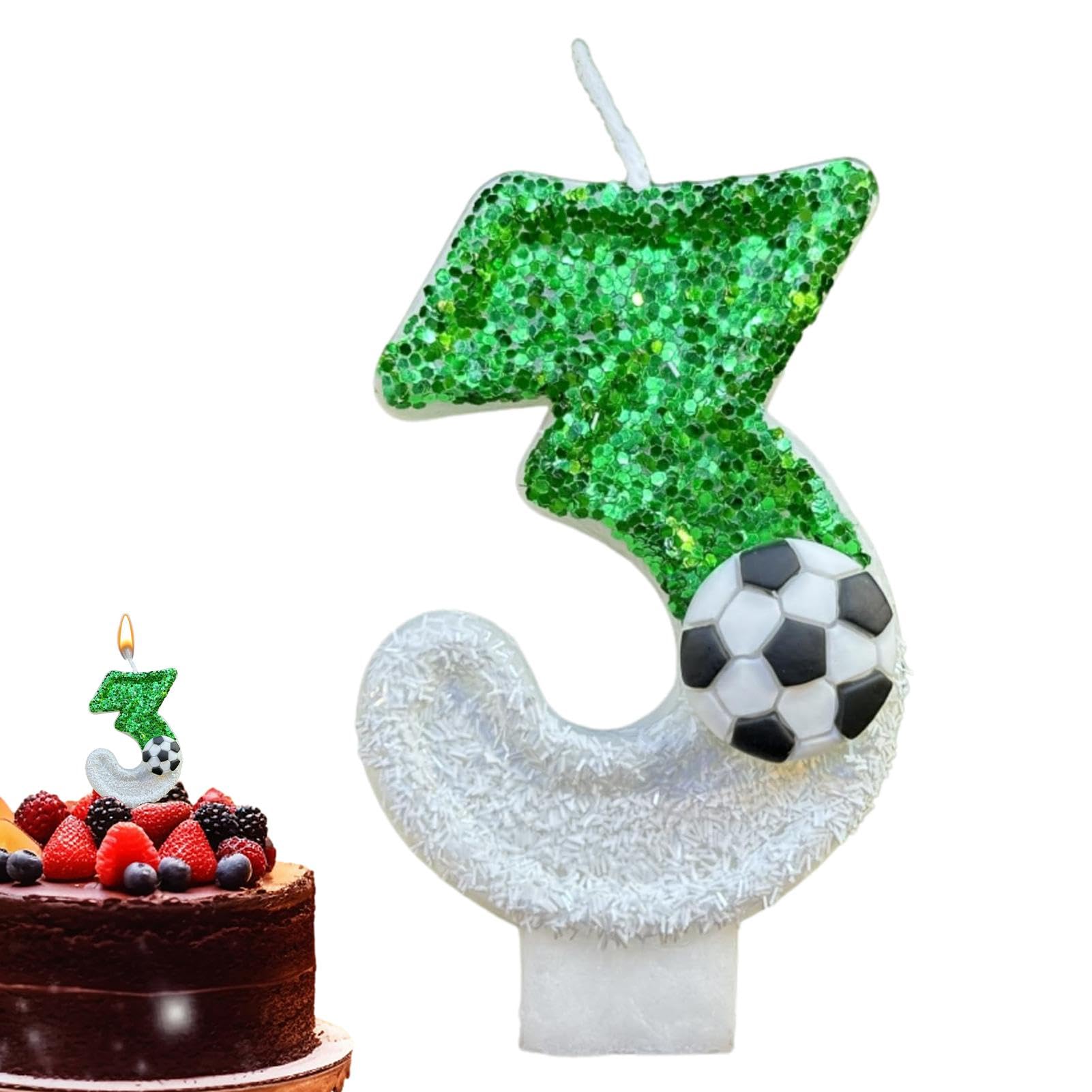 Hduacuge Voetbal Kaarsen Nummer 0-9 Glinsterende Groene Creatieve Verjaardag Voetbal Kaars voor Jongens Taart Decoratie Hduacuge Voetbal Kaarsen Nummer 0-9 Glinsterende Groene Creatieve Verjaardag Voetbal Kaars voor Jongens Taart Decoratie