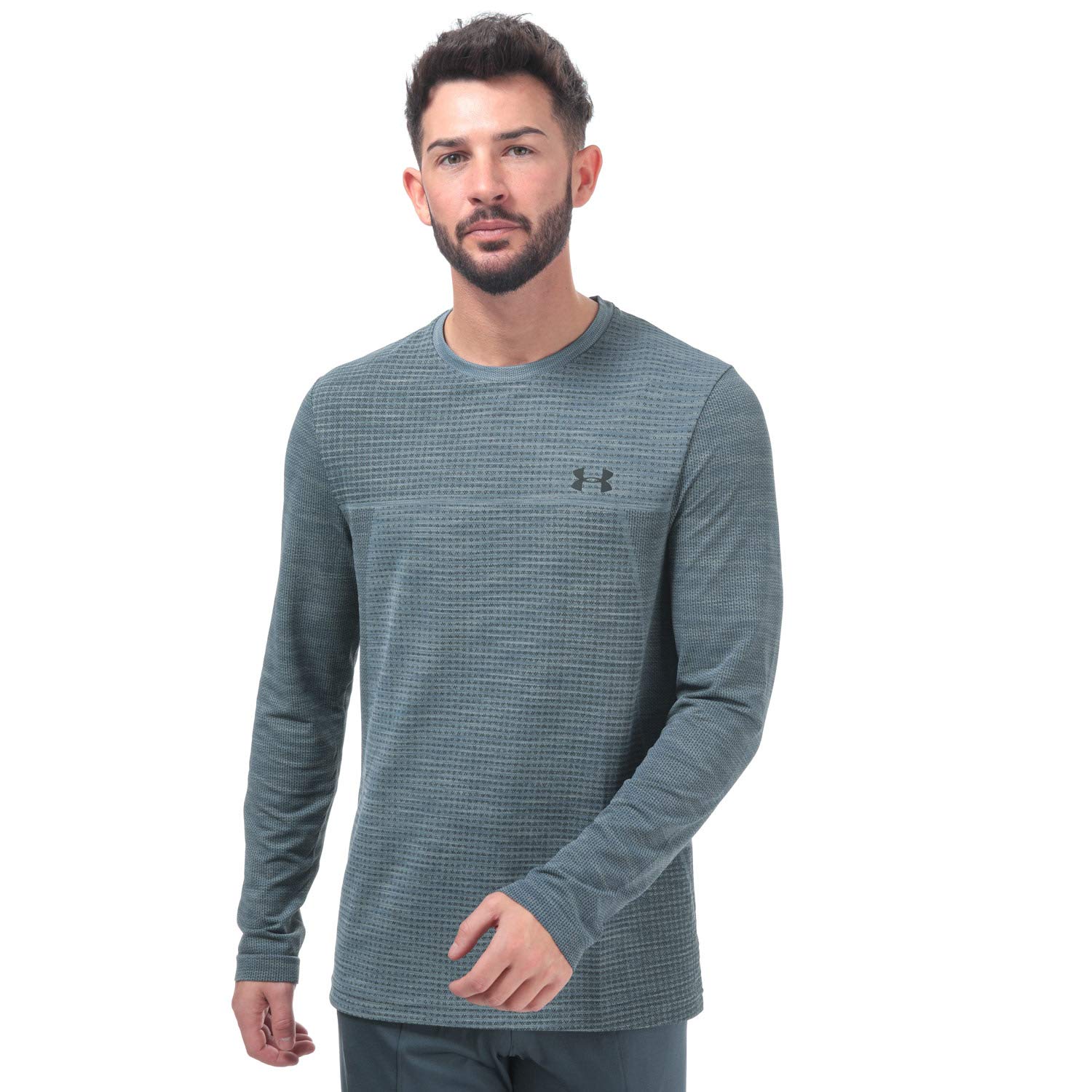 Under Armour Men Vanish Seamless Longsleeve Nov 1 Long-Sleeve Shirt - Ash Gray//Black (013), Large