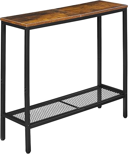 ELYKEN Mesa consola pequeña con estante de metal, 9.8 pulgadas de profundidad x 29.6 pulgadas de ancho x 29.6 pulgadas de alto, mesa de entrada