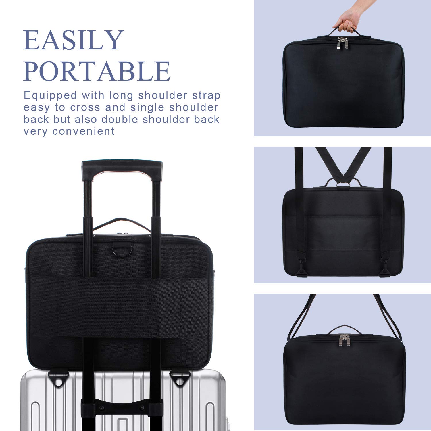 Grande borsa per il trucco, da viaggio, con scomparti regolabili, custodia per il trucco professionale, scatola per il trucco, kit per il trucco, kit per il trucco, kit per capelli con una cinghia a