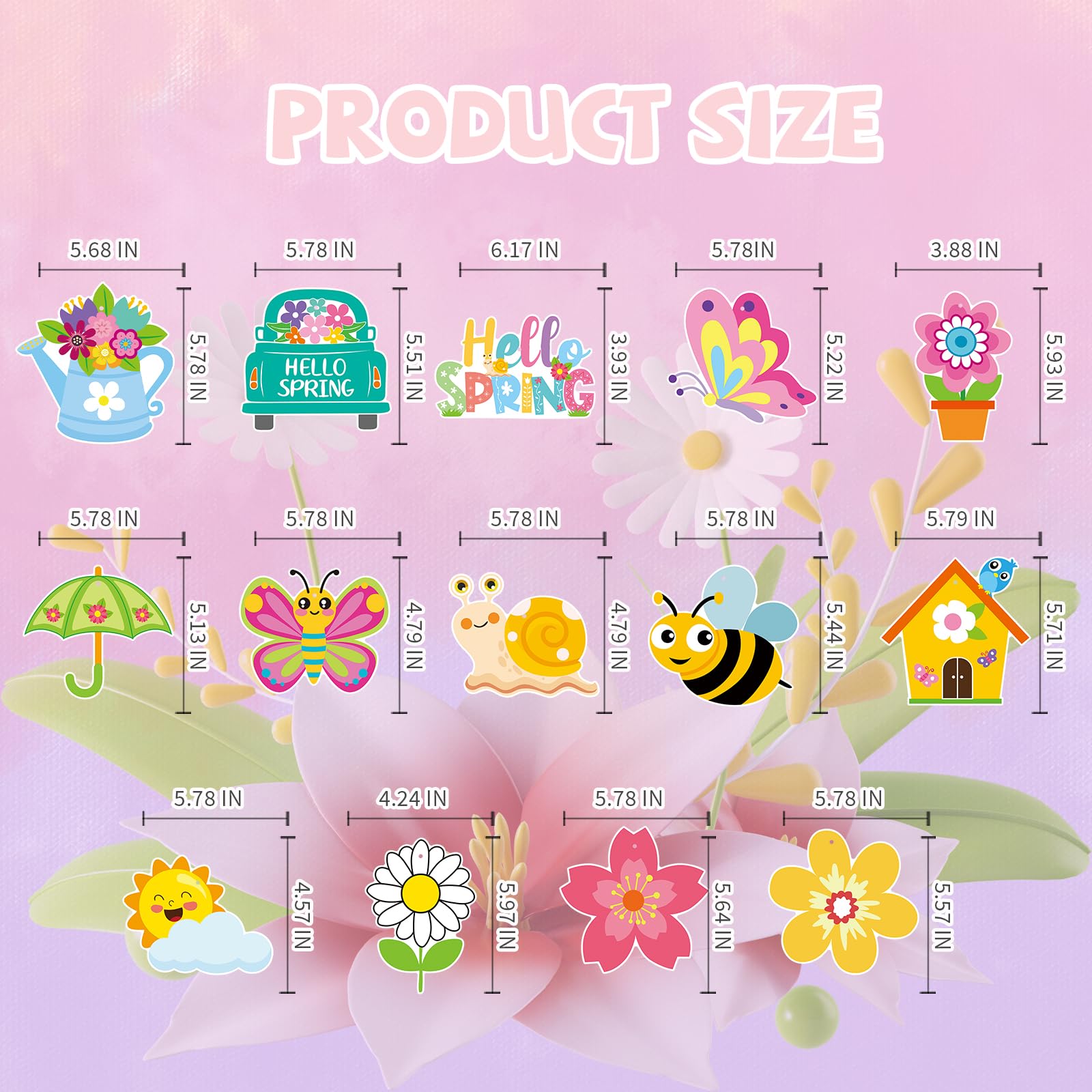 YQUQWN 48 PCS Spring Hanging Swirls Decorations, Sun Flowers Butterfly Ceiling Swirls, Spring Summer Birthday Party Baby Shower Spring Streamers Decor, Spring Party Decorations for Classroom, Office