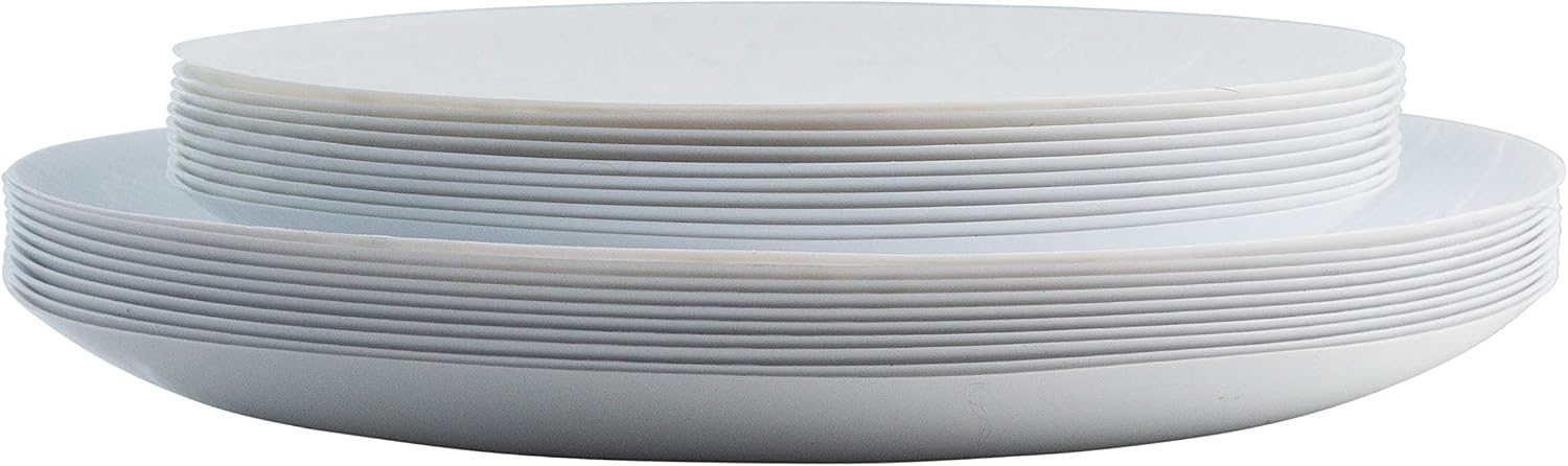 Posh Setting White Plastic Plates Disposable Plastic Wood Pattern Dinnerware (Includes 20 Dinner Plates and 20 Salad Plates) Elegant Disposable Dinnerware Set