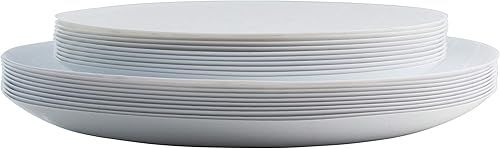 Miniatura 9 de Posh Setting - Colección Sphere - paquete de platos de plástico de aspecto de porcelana china color doradoblanco, incluye 20 platos de cena de 10.25