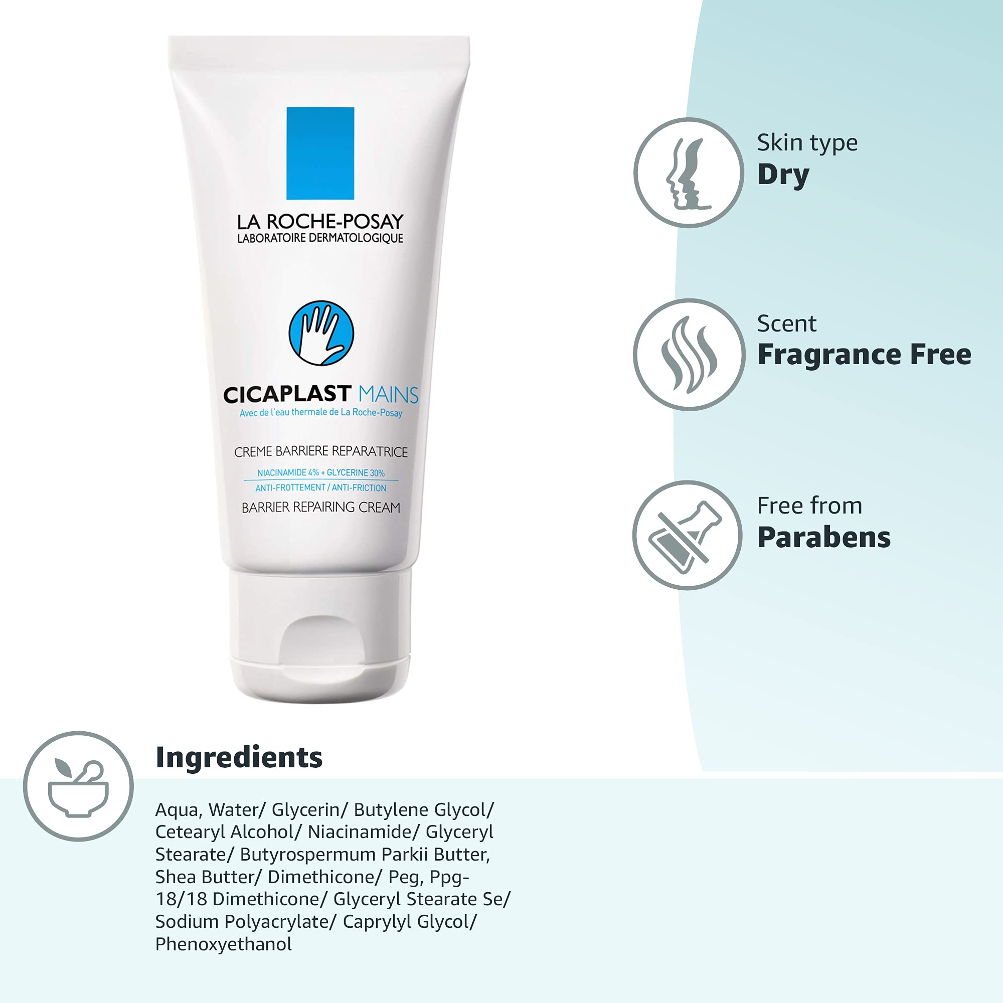 La RochePosay Cicaplast Hand Cream, Instant Relief Moisturizing Hand