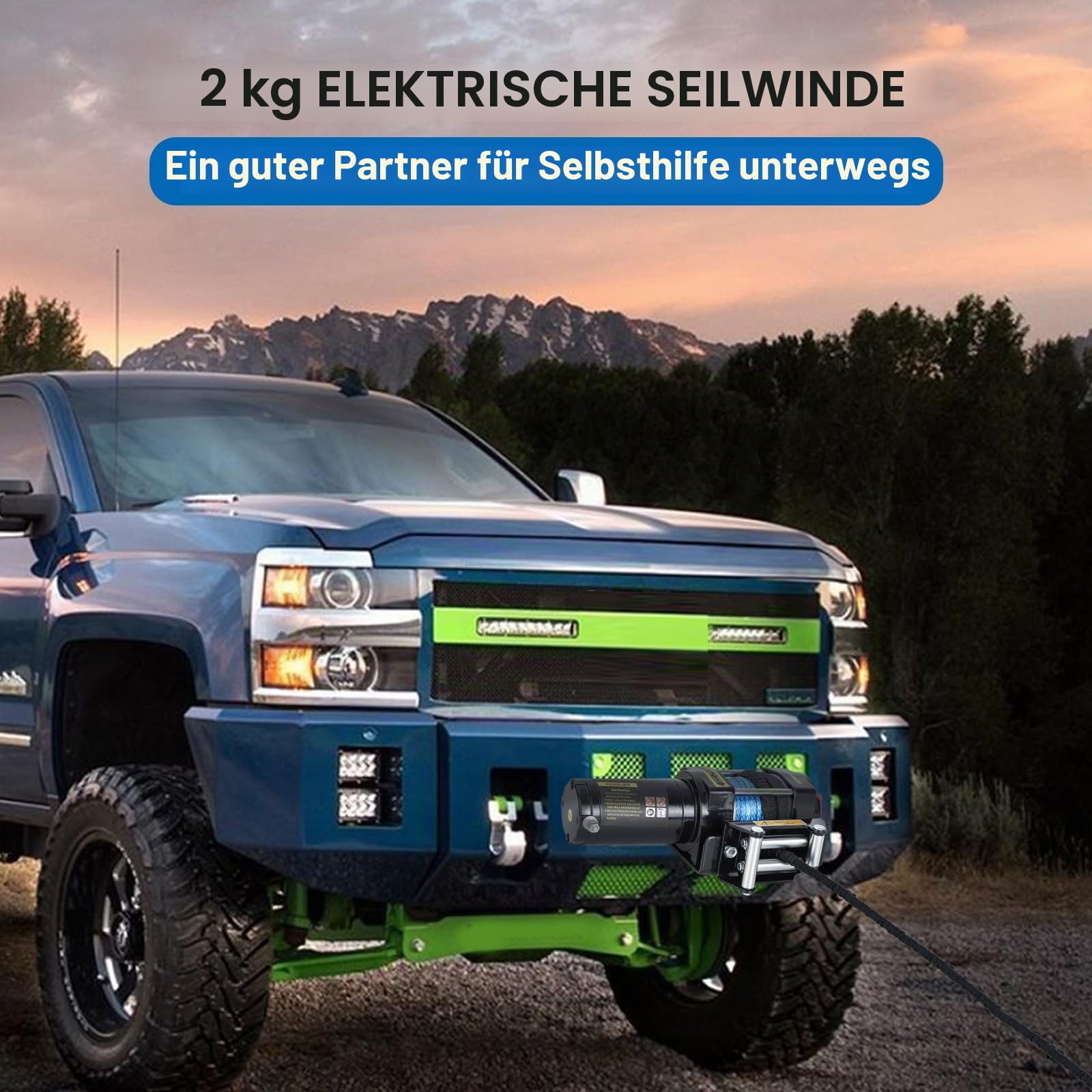 Trintion Elektrische Seilwinde 12V 4500LBS 13M Elektrische Winde Motorwinde Seilzug Elektrowinde mit Funkfernbedienung und Handschalter für mittelgroße große SUVs LKWs und sogar Yachten